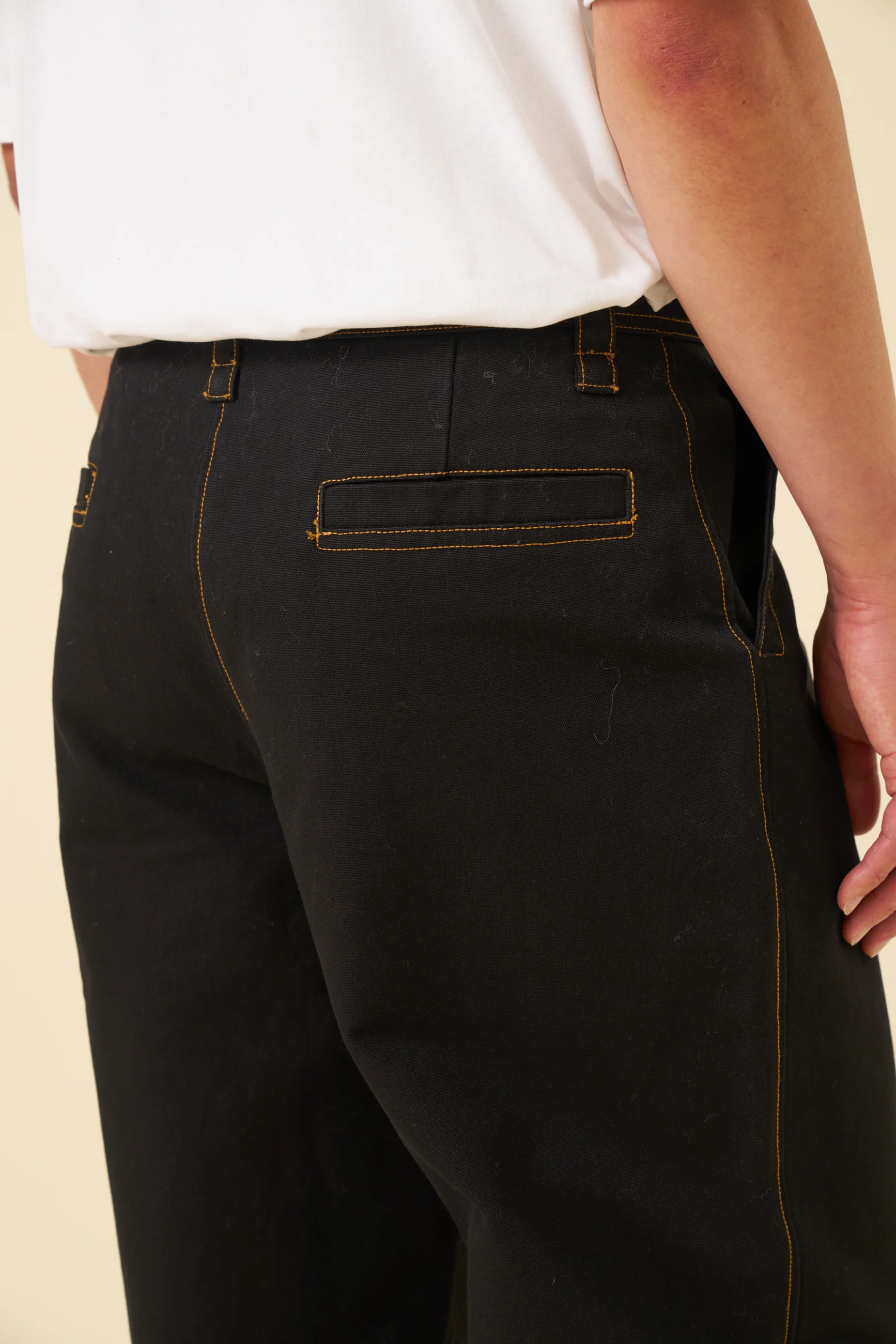 HEAVY CANVAS WORKWEAR TROUSER - BLACK - Image 7