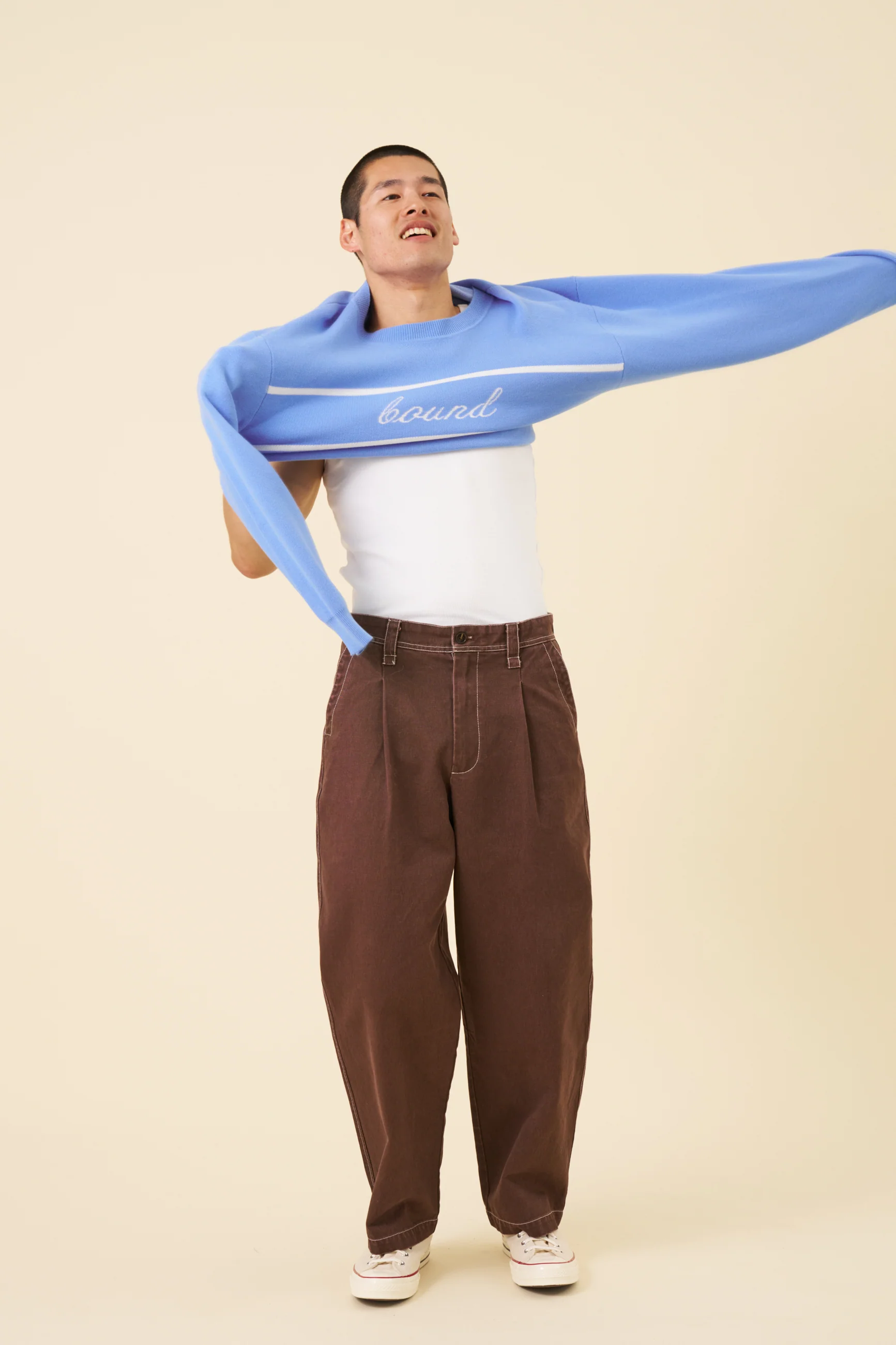 HEAVY CANVAS WORKWEAR TROUSER - BROWN - Image 3