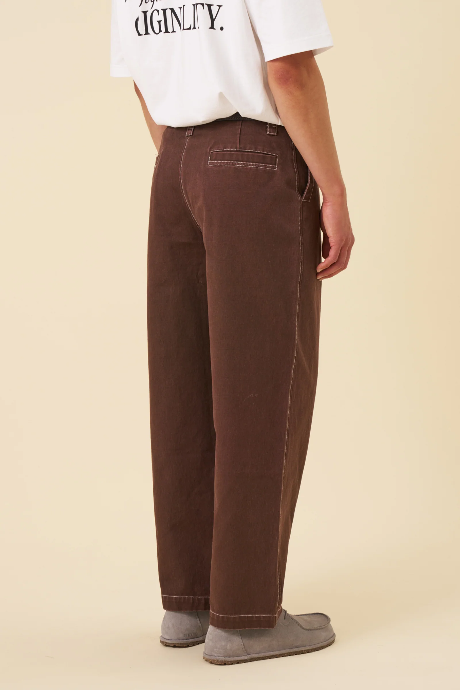 HEAVY CANVAS WORKWEAR TROUSER - BROWN - Image 6