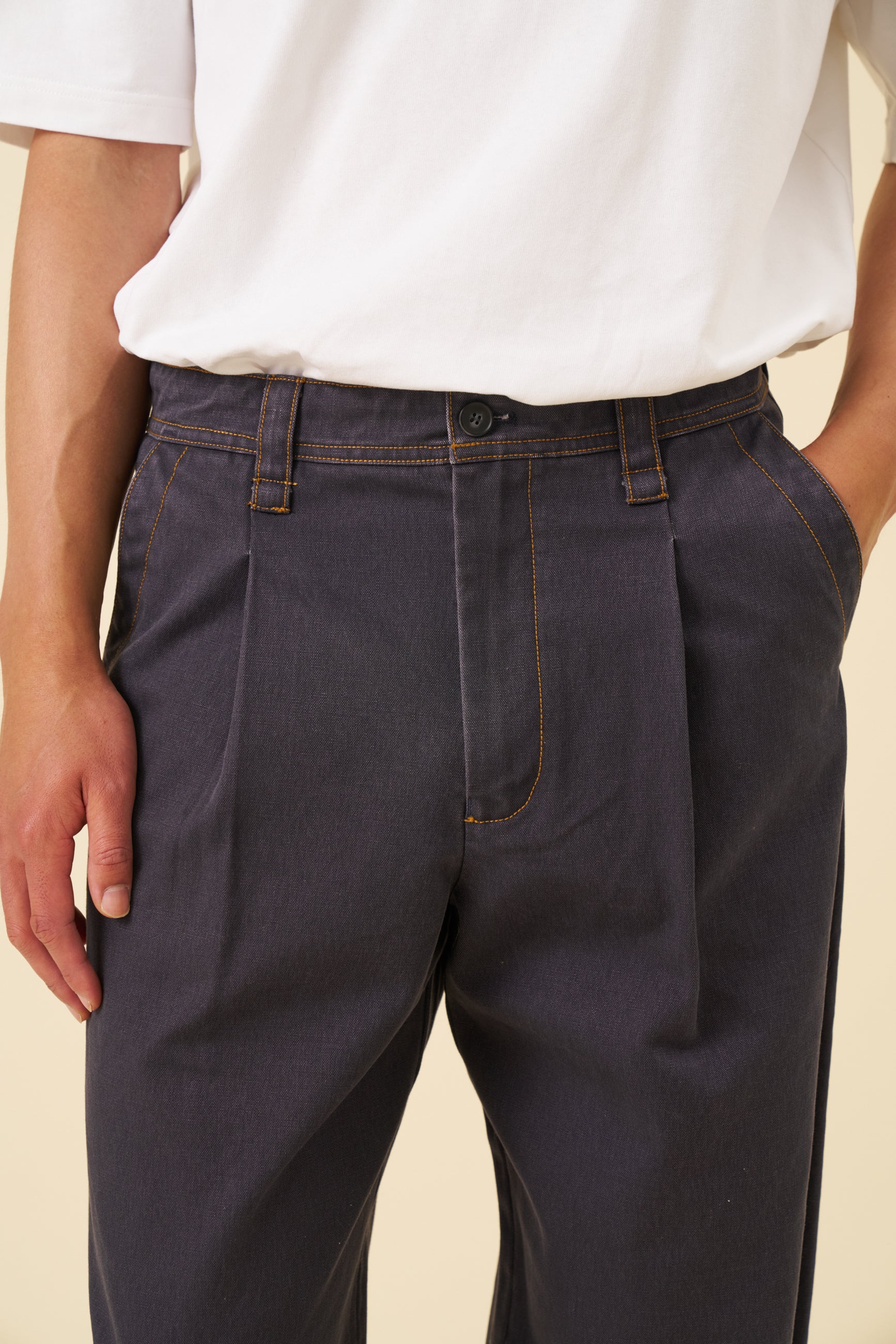 HEAVY CANVAS WORKWEAR TROUSER - NAVY - Image 4