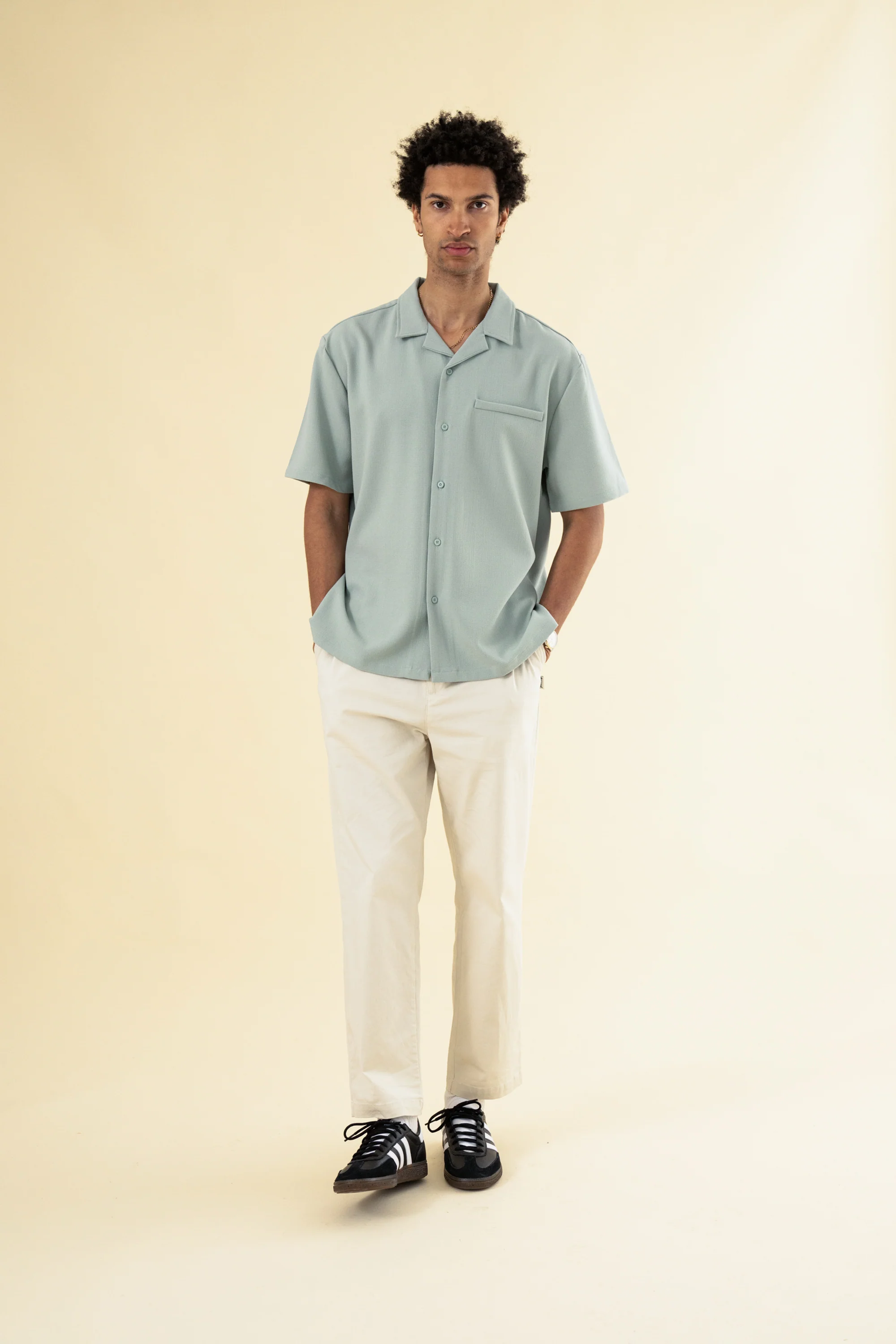 HEAVY CUBAN TEXTURED SS SHIRT - BROOK GREEN - Image 3