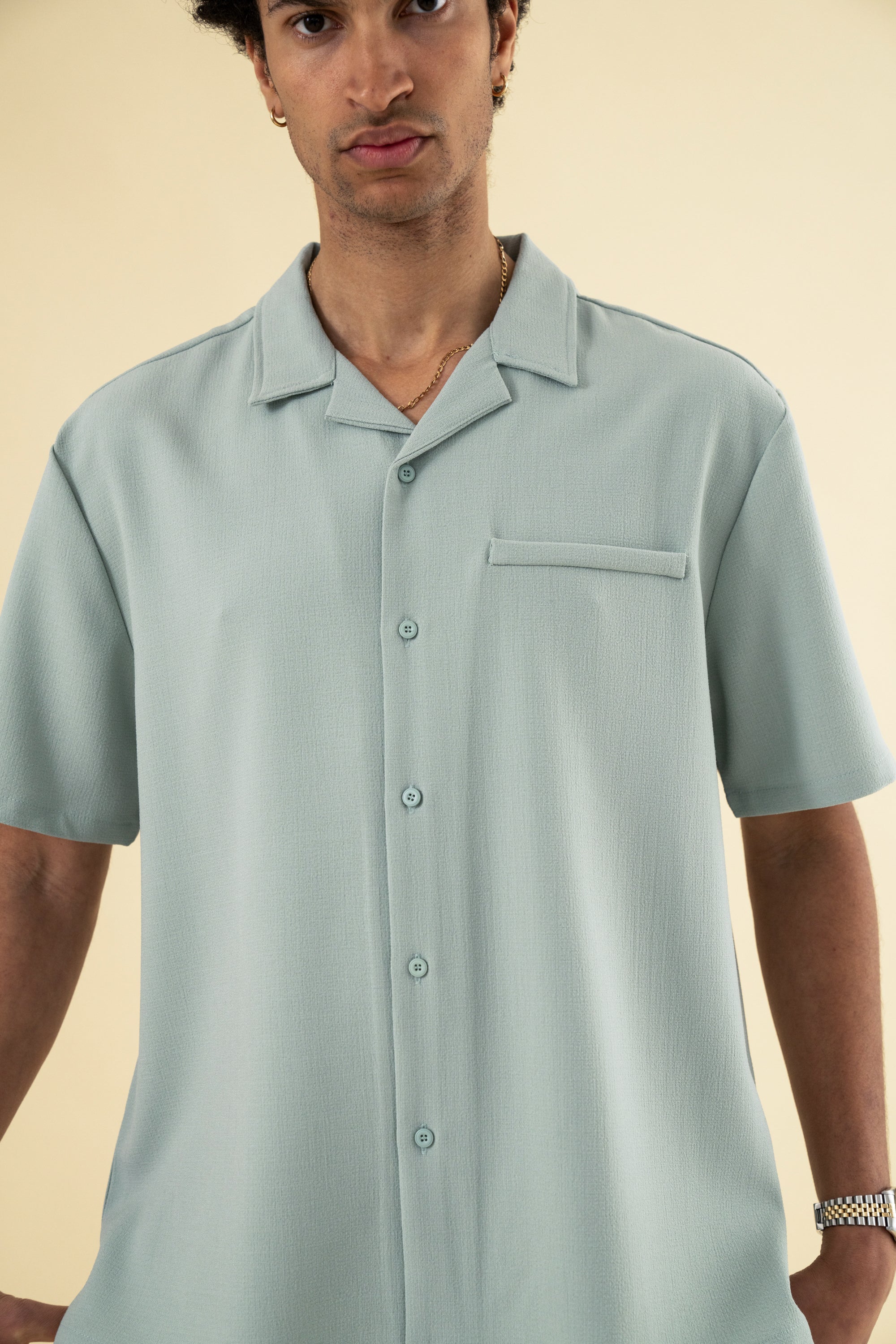 HEAVY CUBAN TEXTURED SS SHIRT - BROOK GREEN - Image 7
