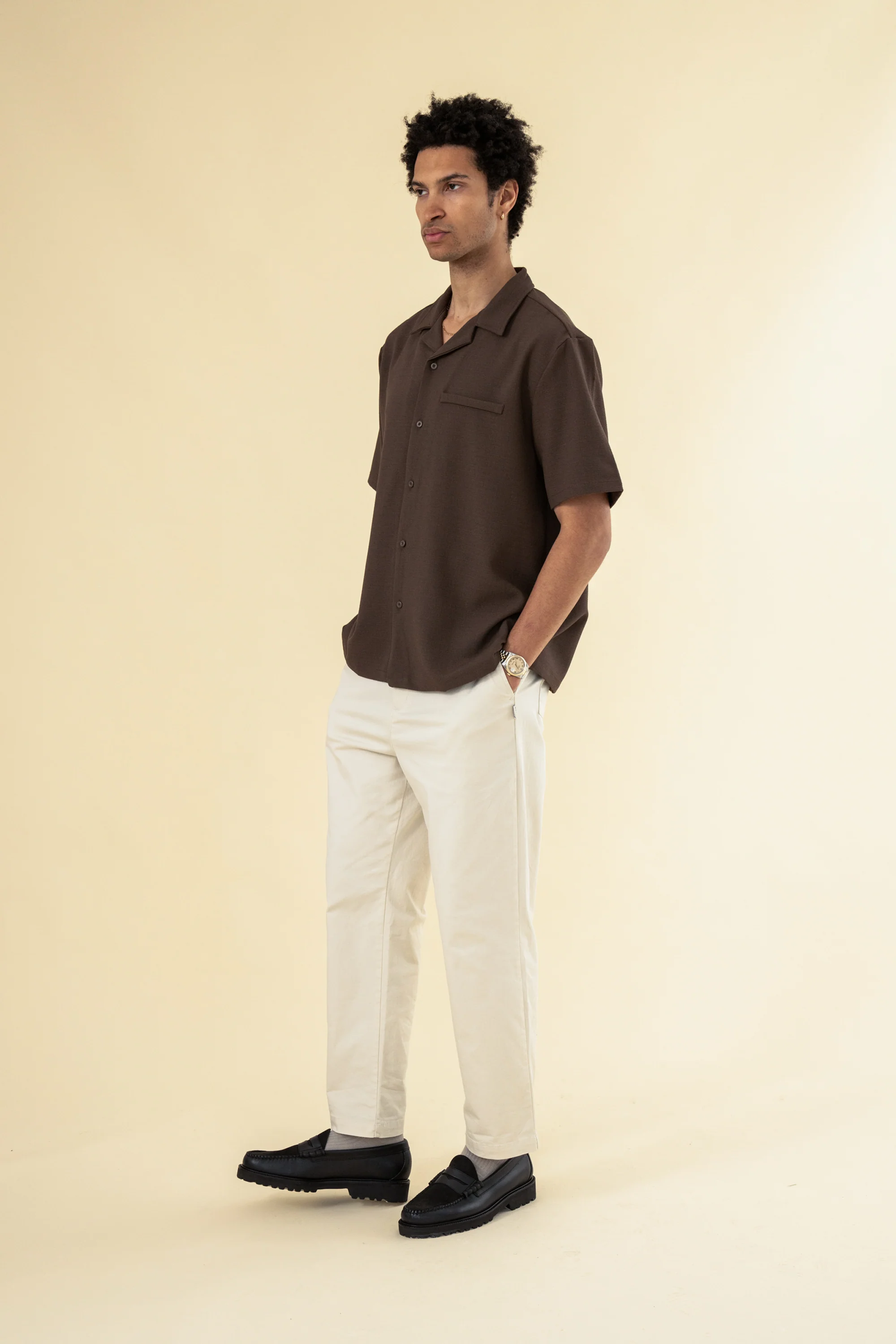 HEAVY CUBAN TEXTURED SS SHIRT - COCOA BROWN - Image 3