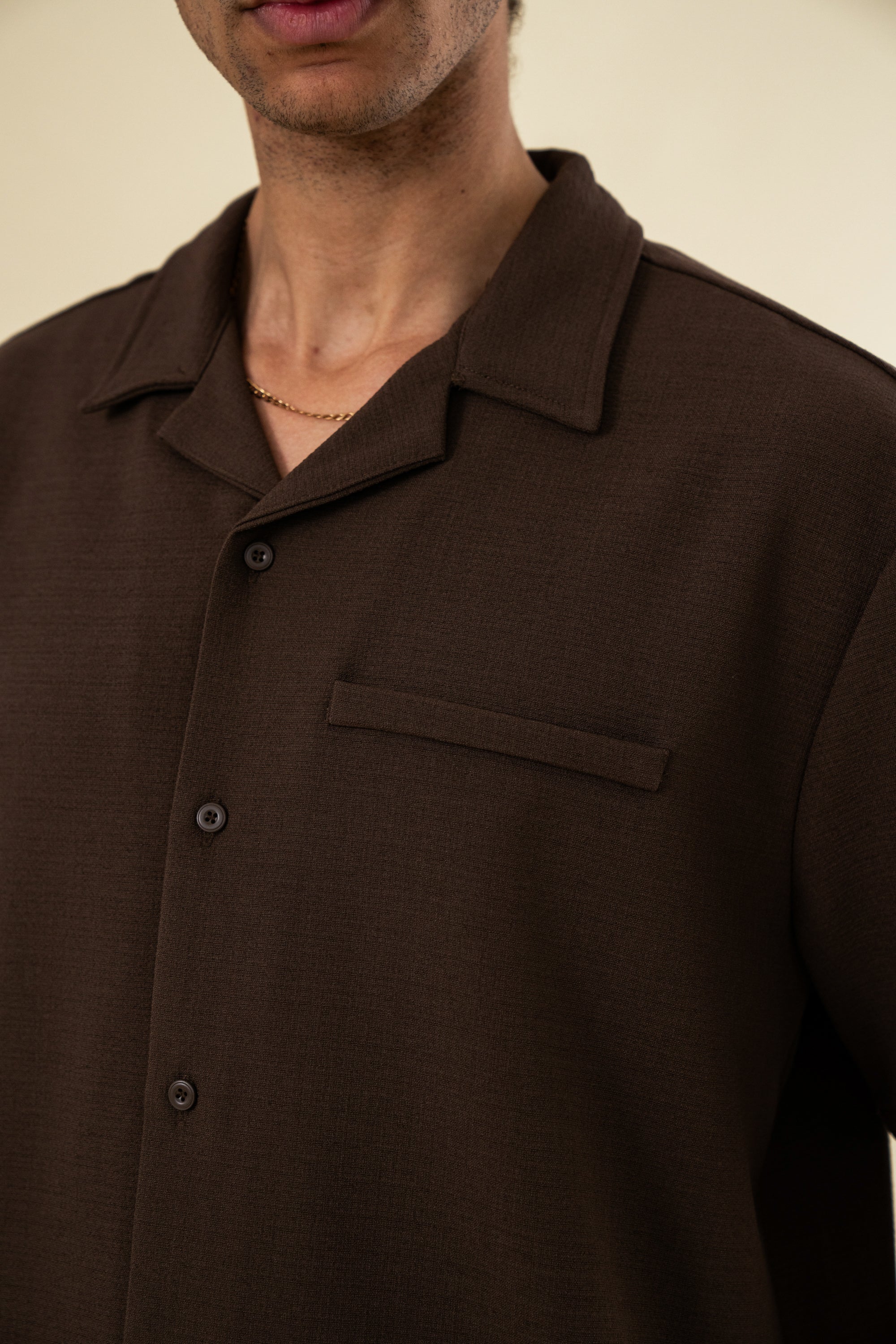 HEAVY CUBAN TEXTURED SS SHIRT - COCOA BROWN - Image 5
