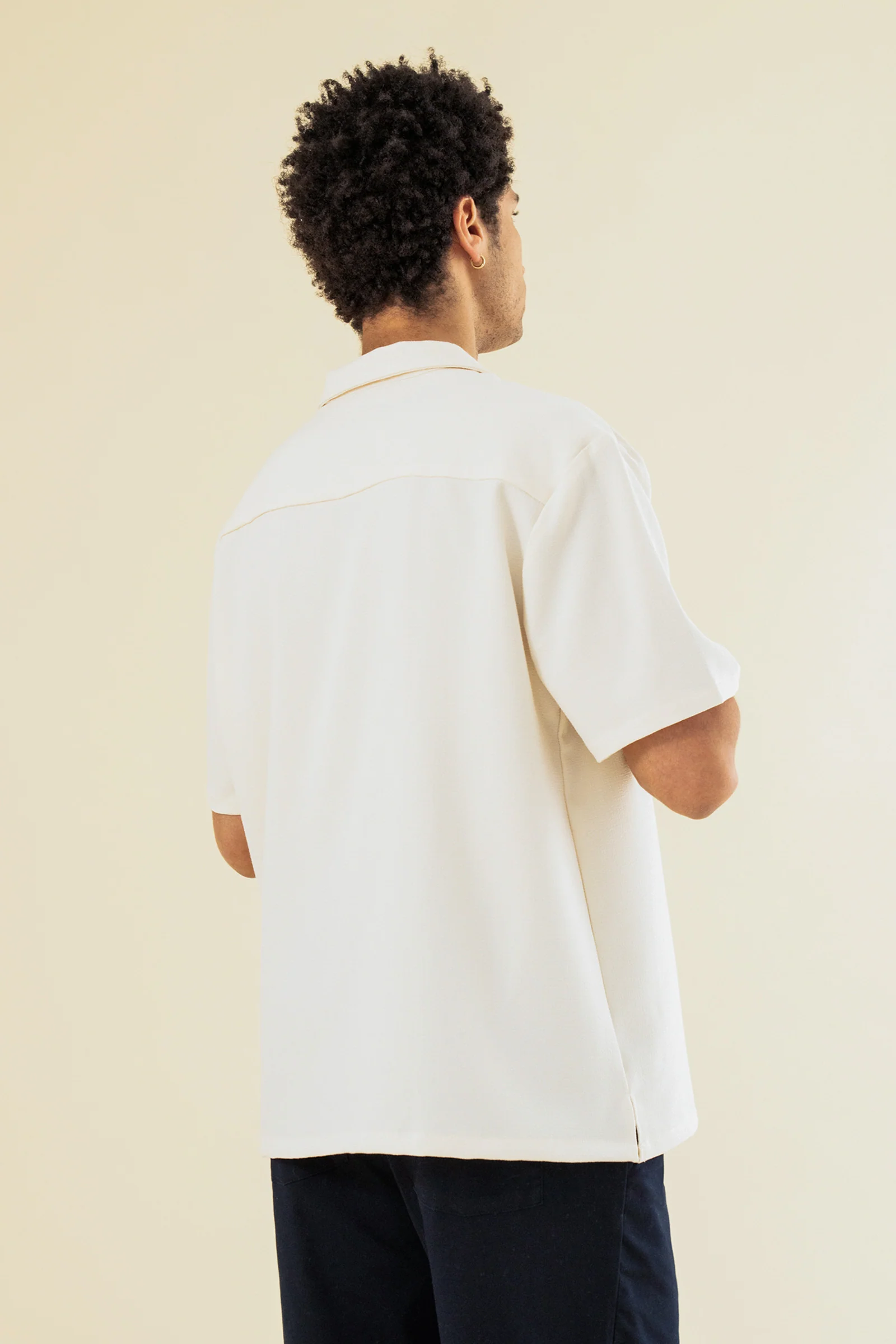 HEAVY CUBAN TEXTURED SS SHIRT - CREAM - Image 4