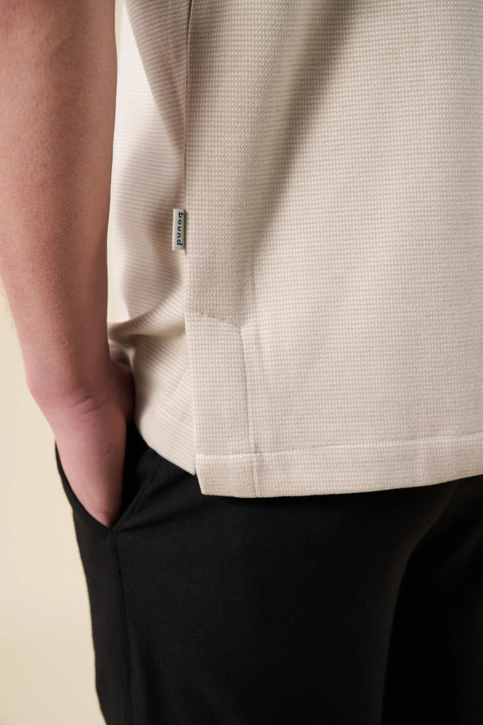 HEAVYWEIGHT WOVEN DOGTOOTH CUBAN POLO - OAT - Image 6