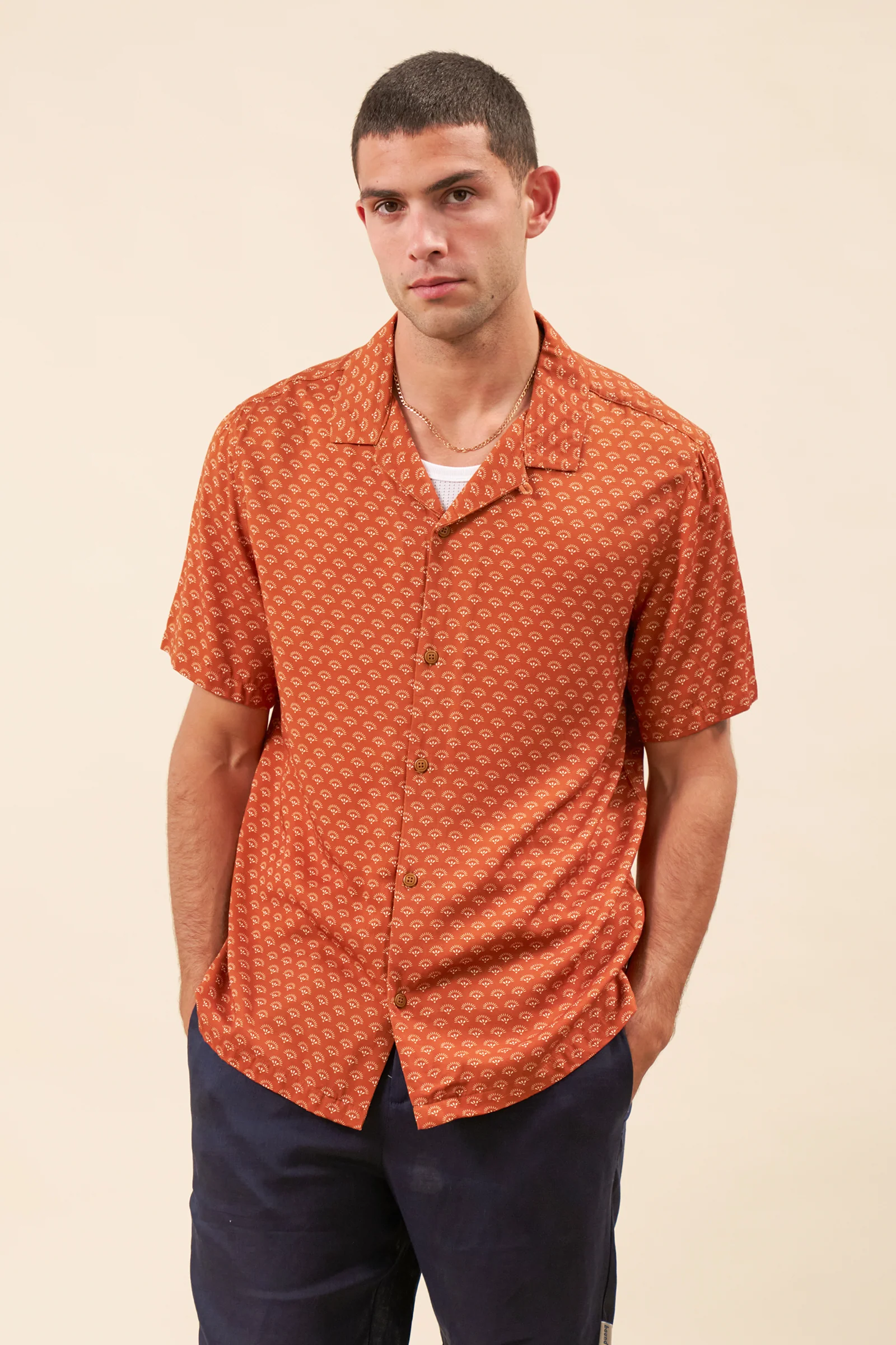 HENNA RAYON SHIRT - SUNSET ORANGE