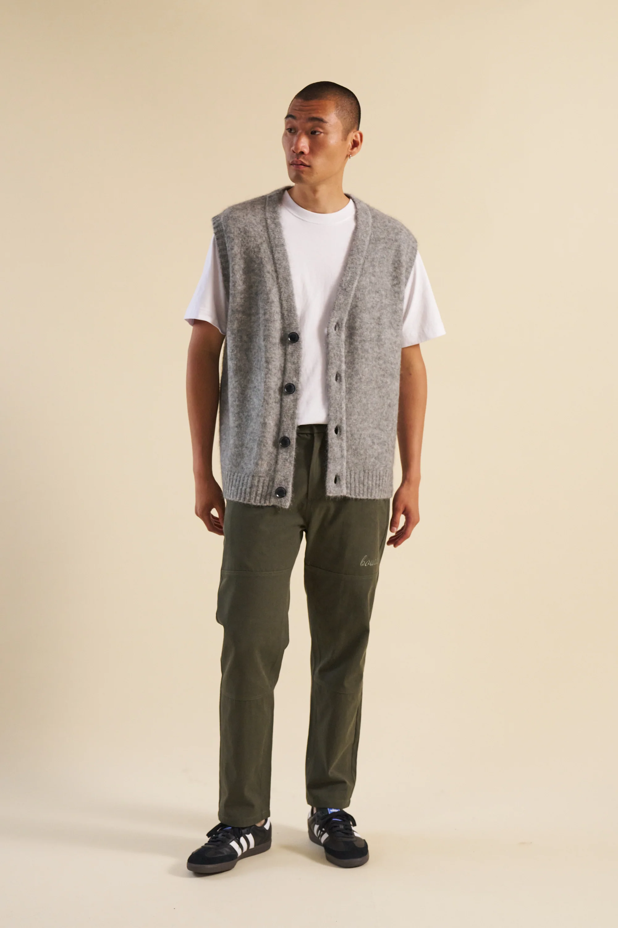 HUDSON MOHAIR CARDIGAN VEST - GREY - Image 4