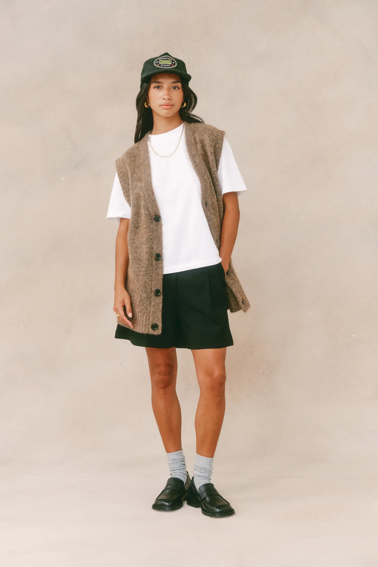 HUDSON MOHAIR CARDIGAN VEST - TAUPE BROWN - Image 6