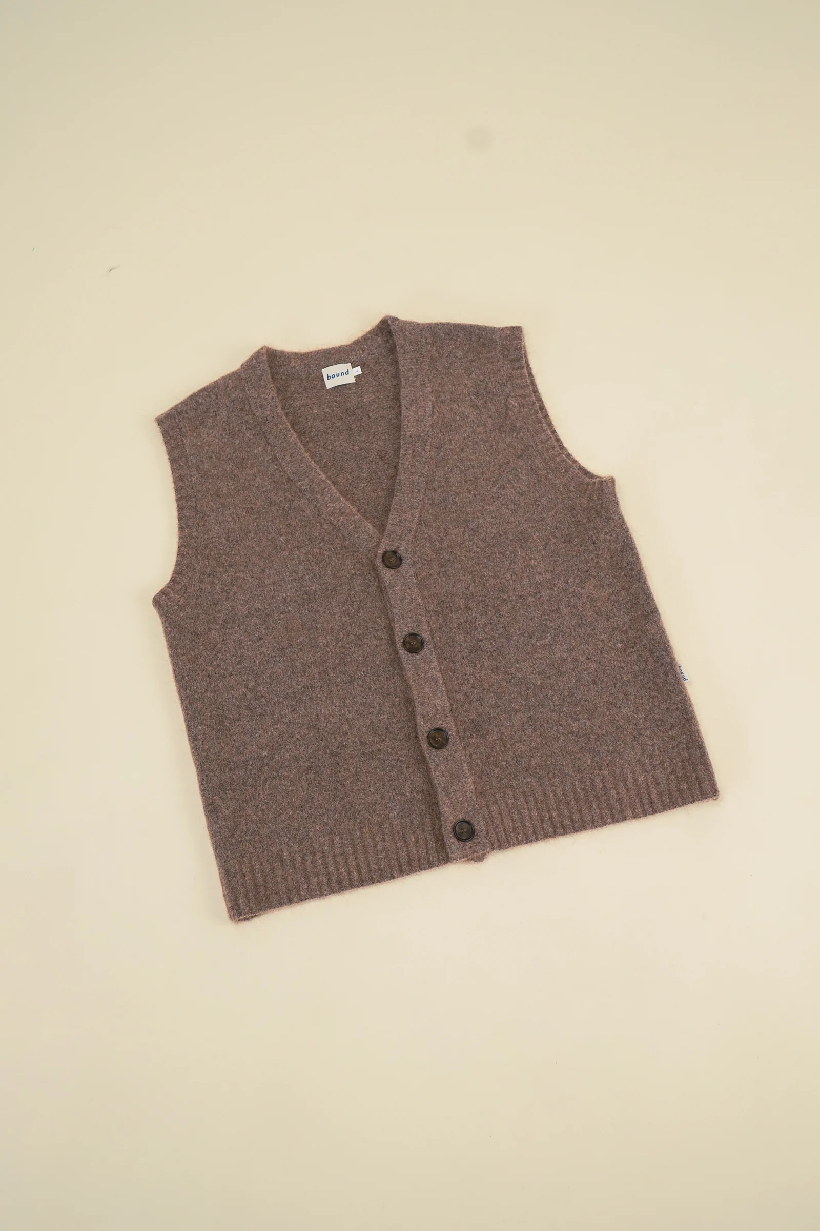 HUDSON MOHAIR CARDIGAN VEST - TAUPE BROWN - Image 8
