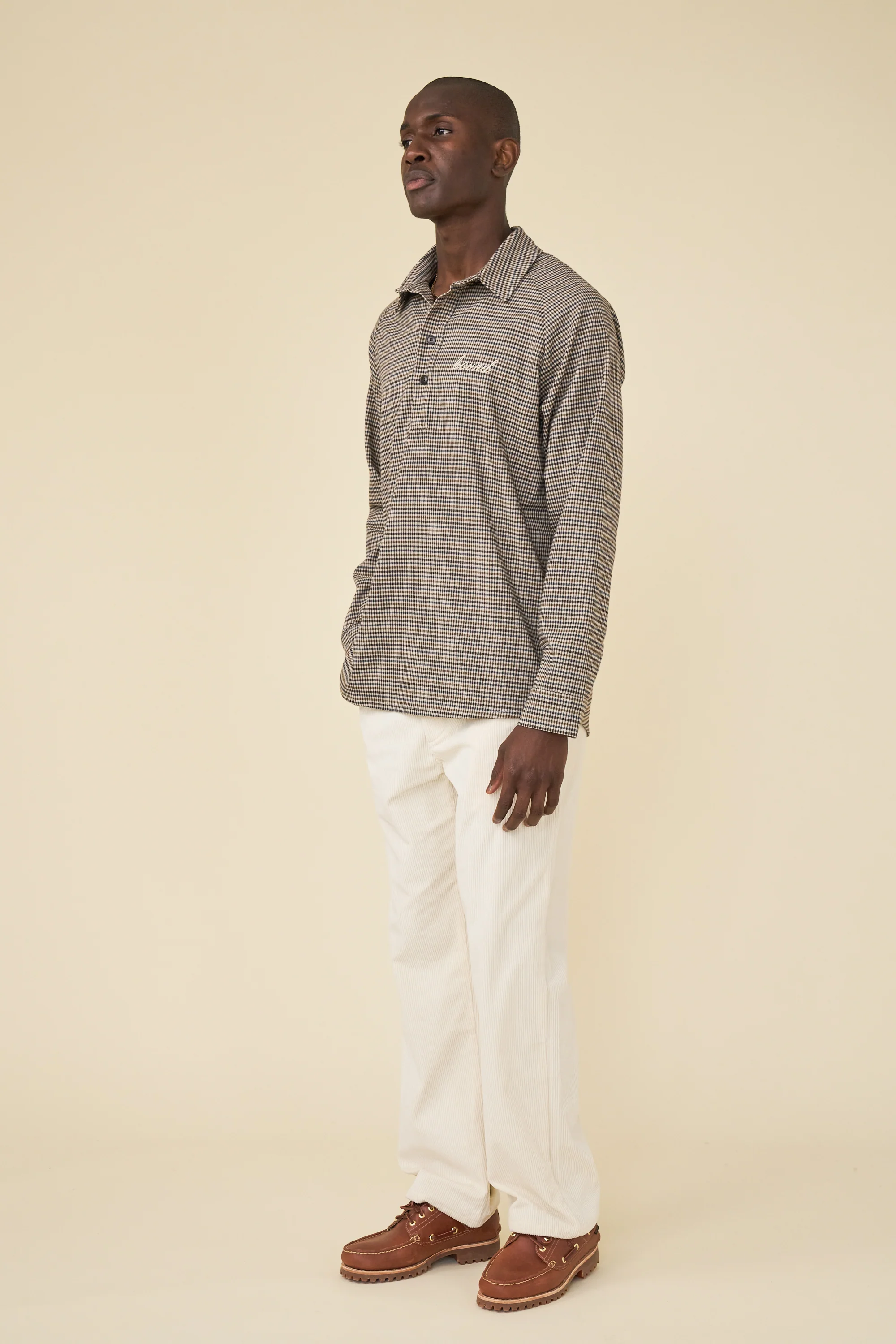 HUNTER CHECK HALF BUTTON SHIRT - Image 3