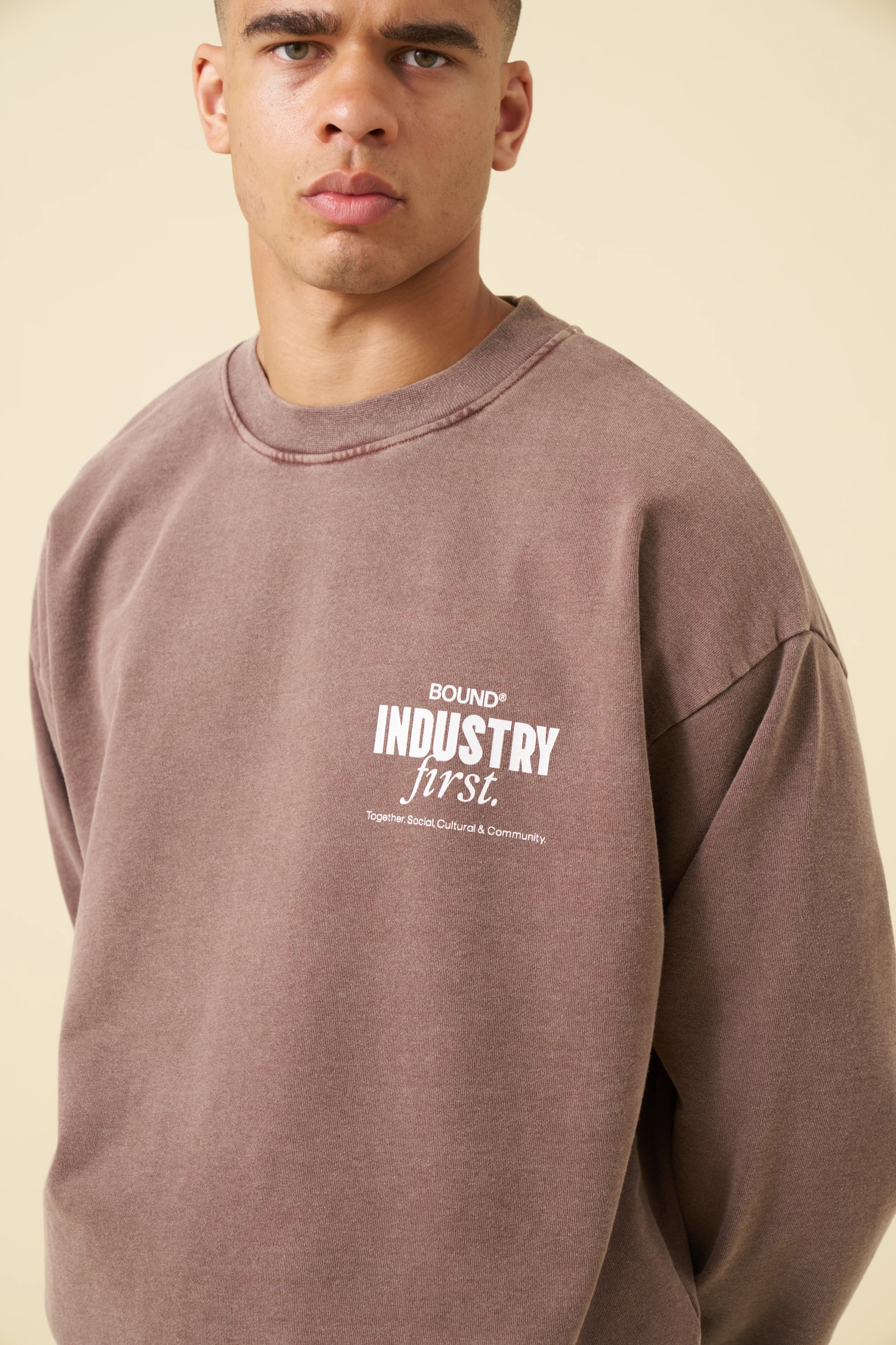 INDUSTRY FIRST SWEATER - WASHED LIGHT BROWN - Image 4