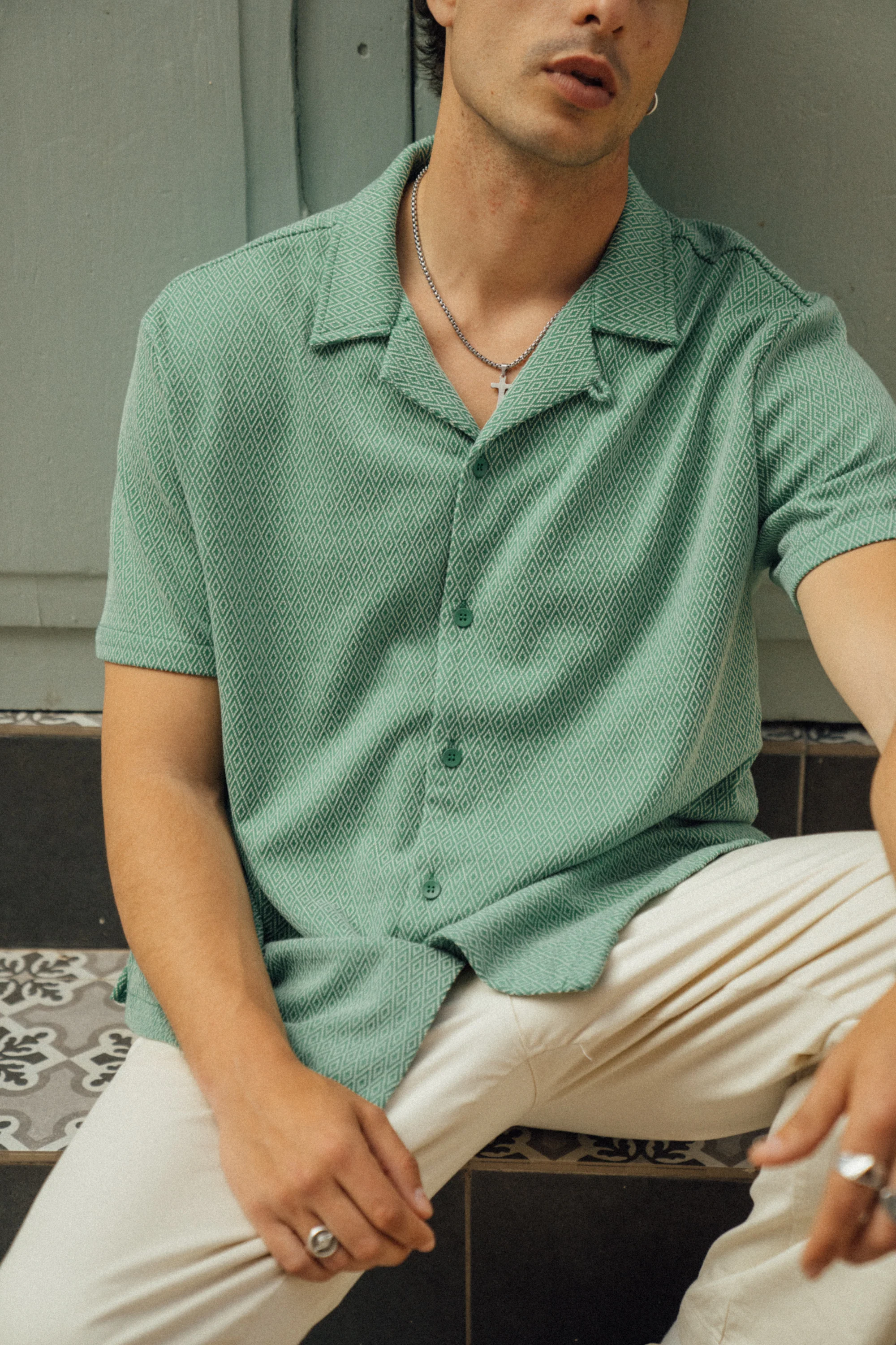 KELLY GREEN DIAMOND CUBAN SS SHIRT - Image 7