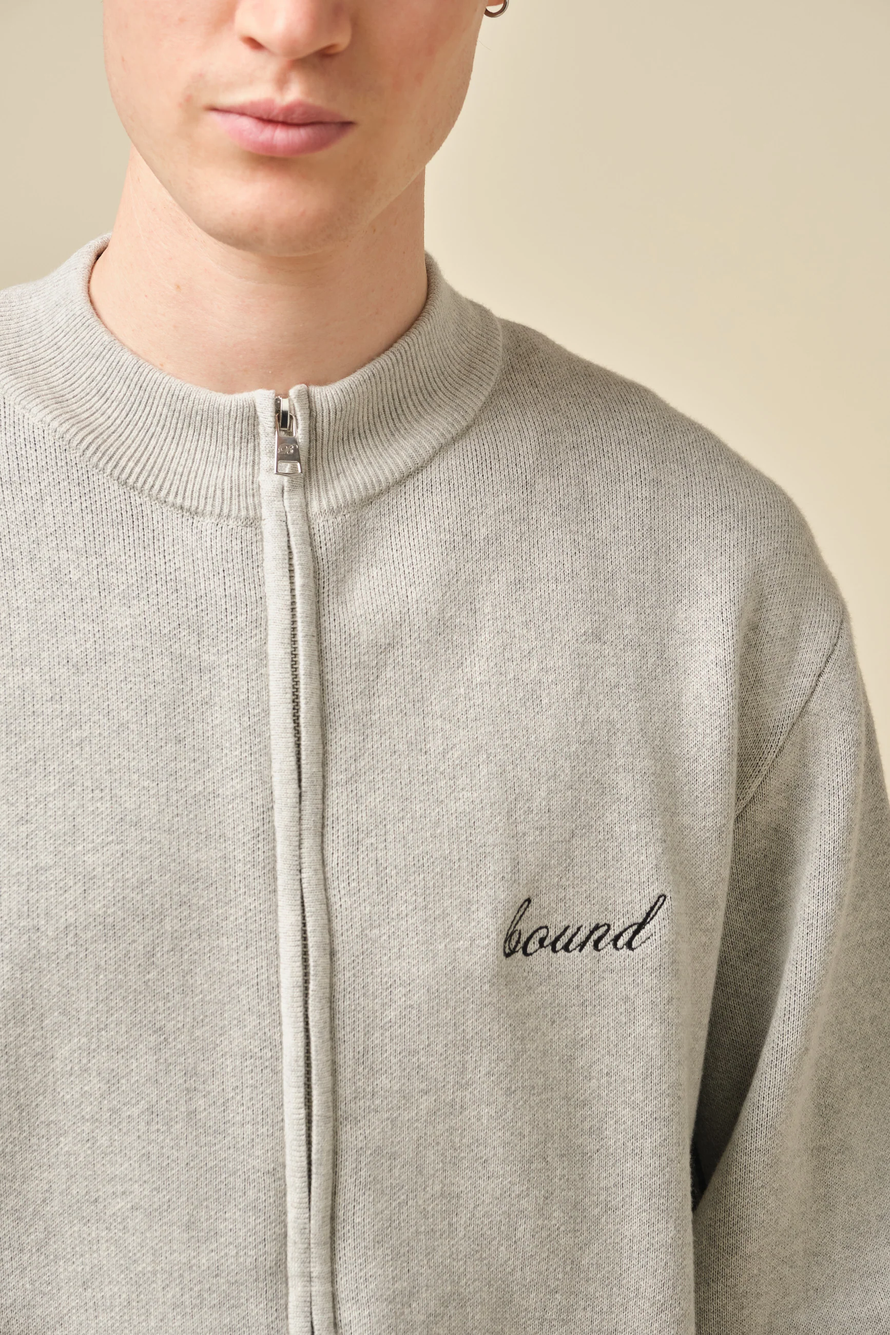 RACER KNIT ZIP TRACK JACKET - GREY - Image 3