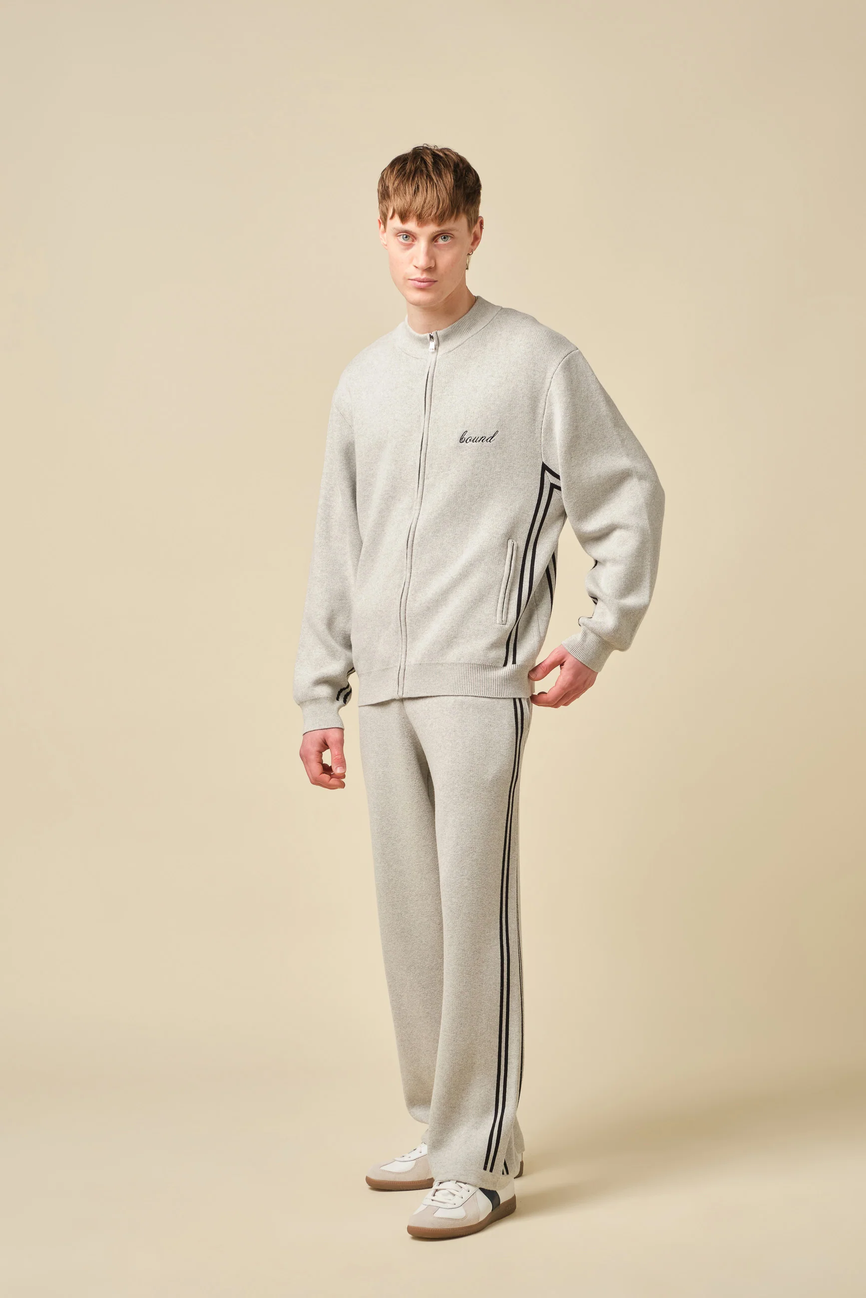 RACER KNIT ZIP TRACK JACKET - GREY - Image 8