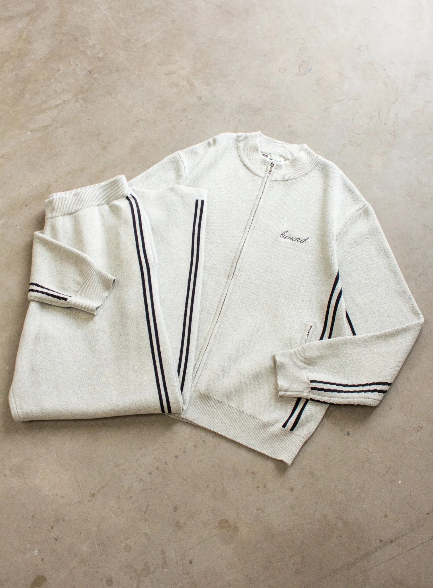 RACER KNIT ZIP TRACK JACKET - GREY - Image 9