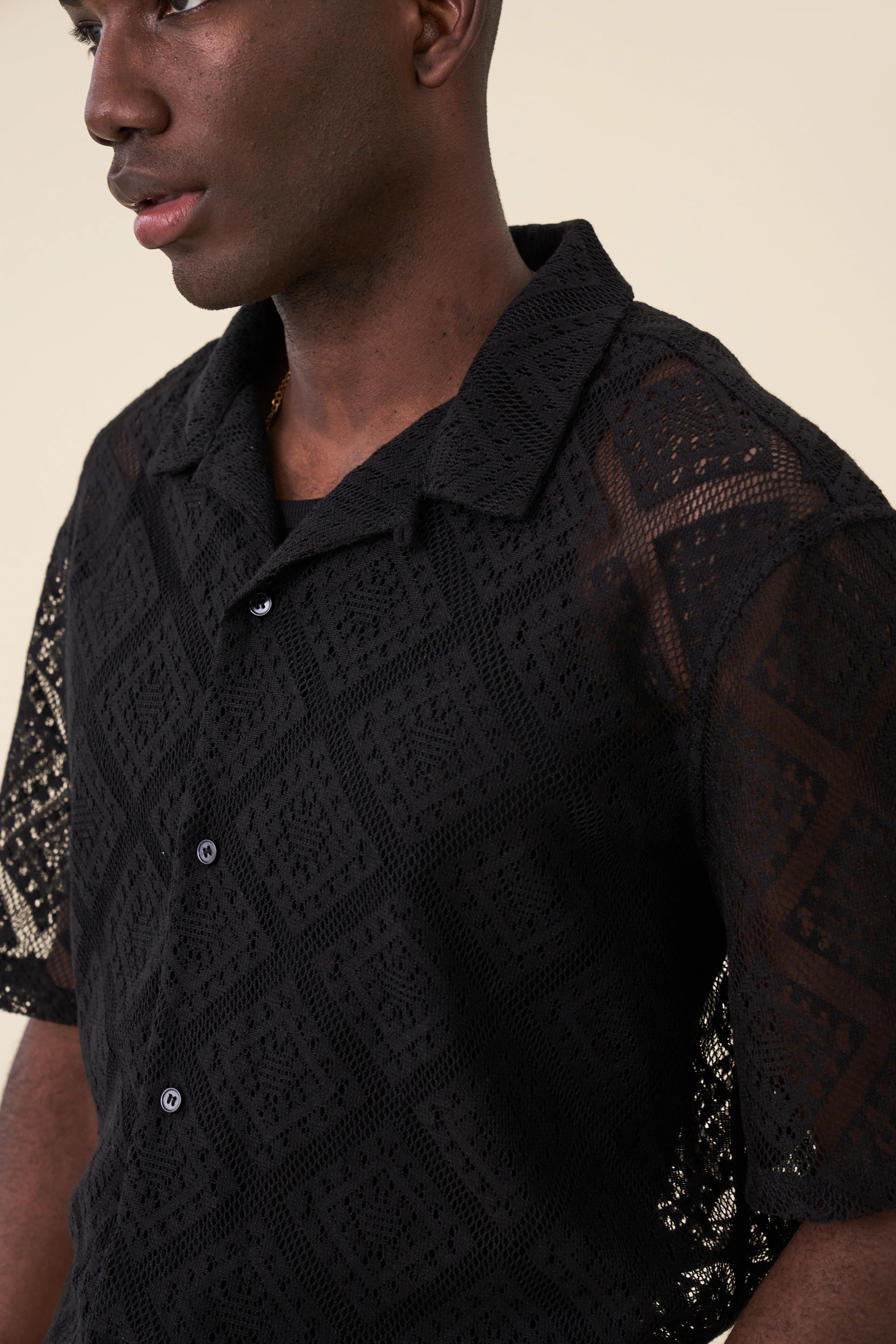 LACE VACATION SHIRT - BLACK - Image 7