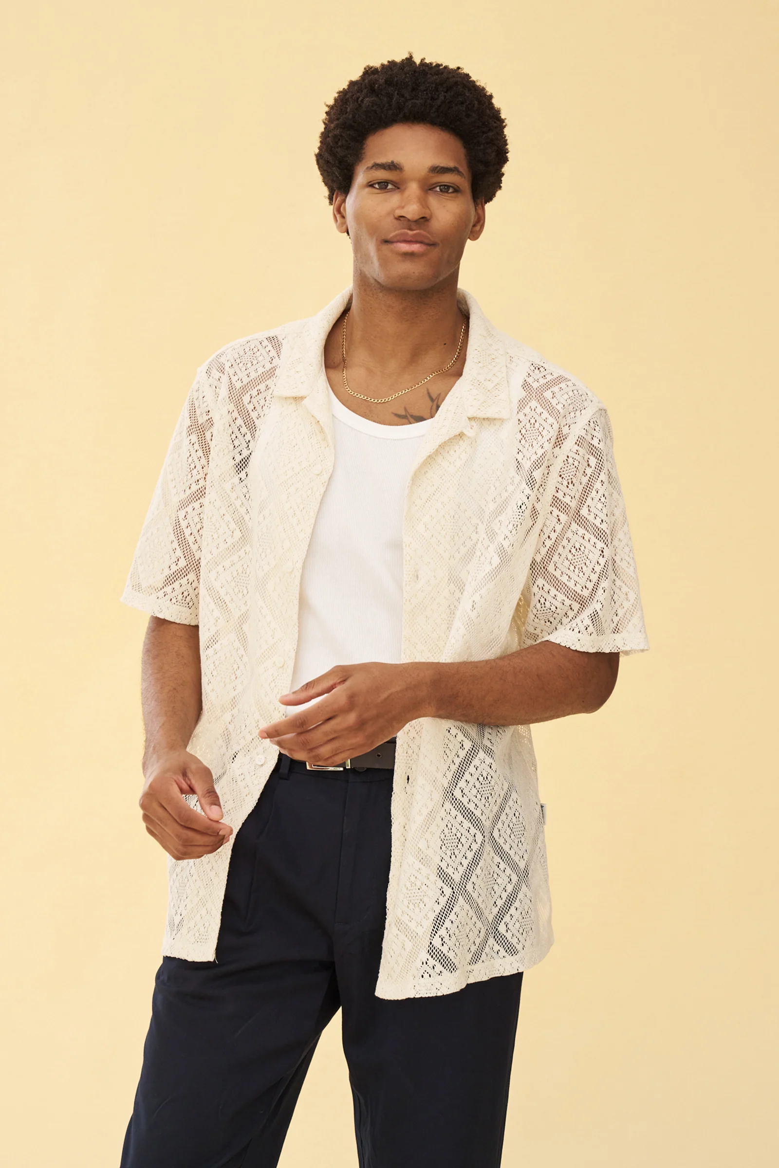 LACE VACATION SHIRT - CREAM - Image 4