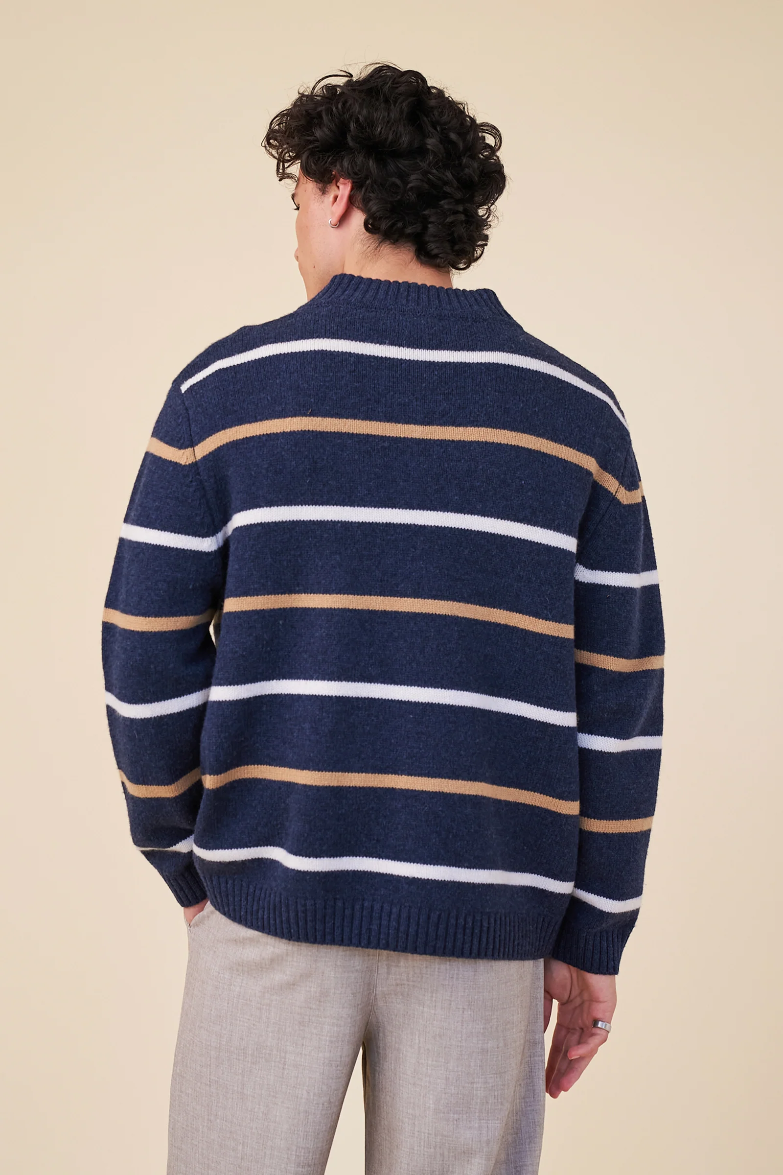 LAMBSWOOL STRIPE 1/4 ZIP - INGIDO - Image 3