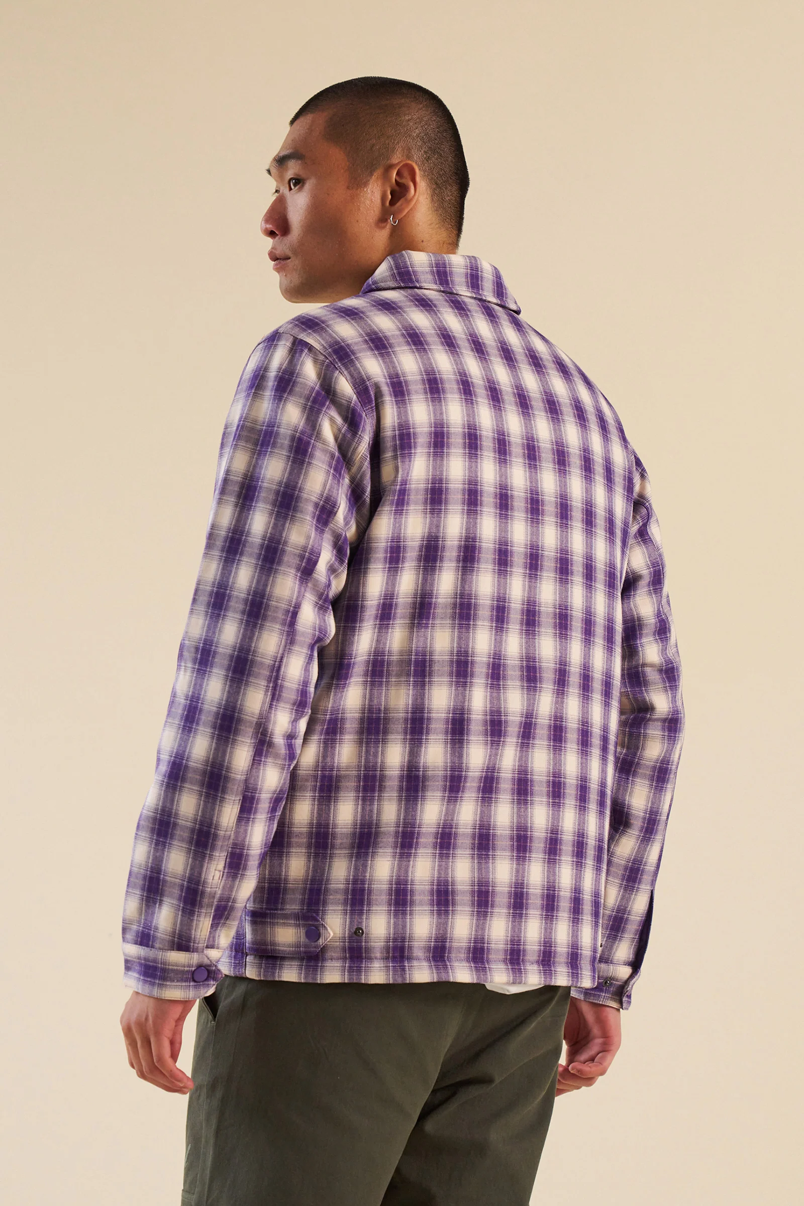 LAVENDER CHECK COACH JACKET - Image 3