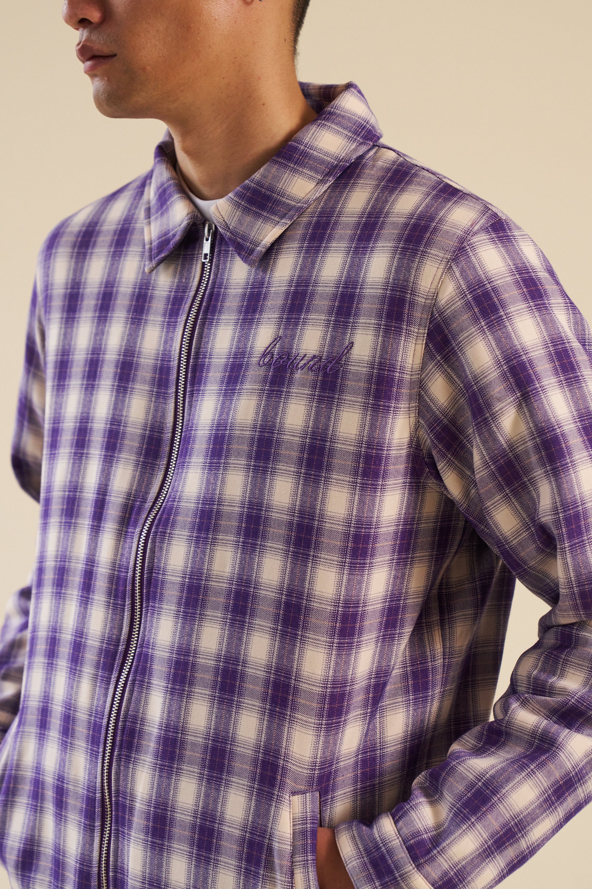 LAVENDER CHECK COACH JACKET - Image 4