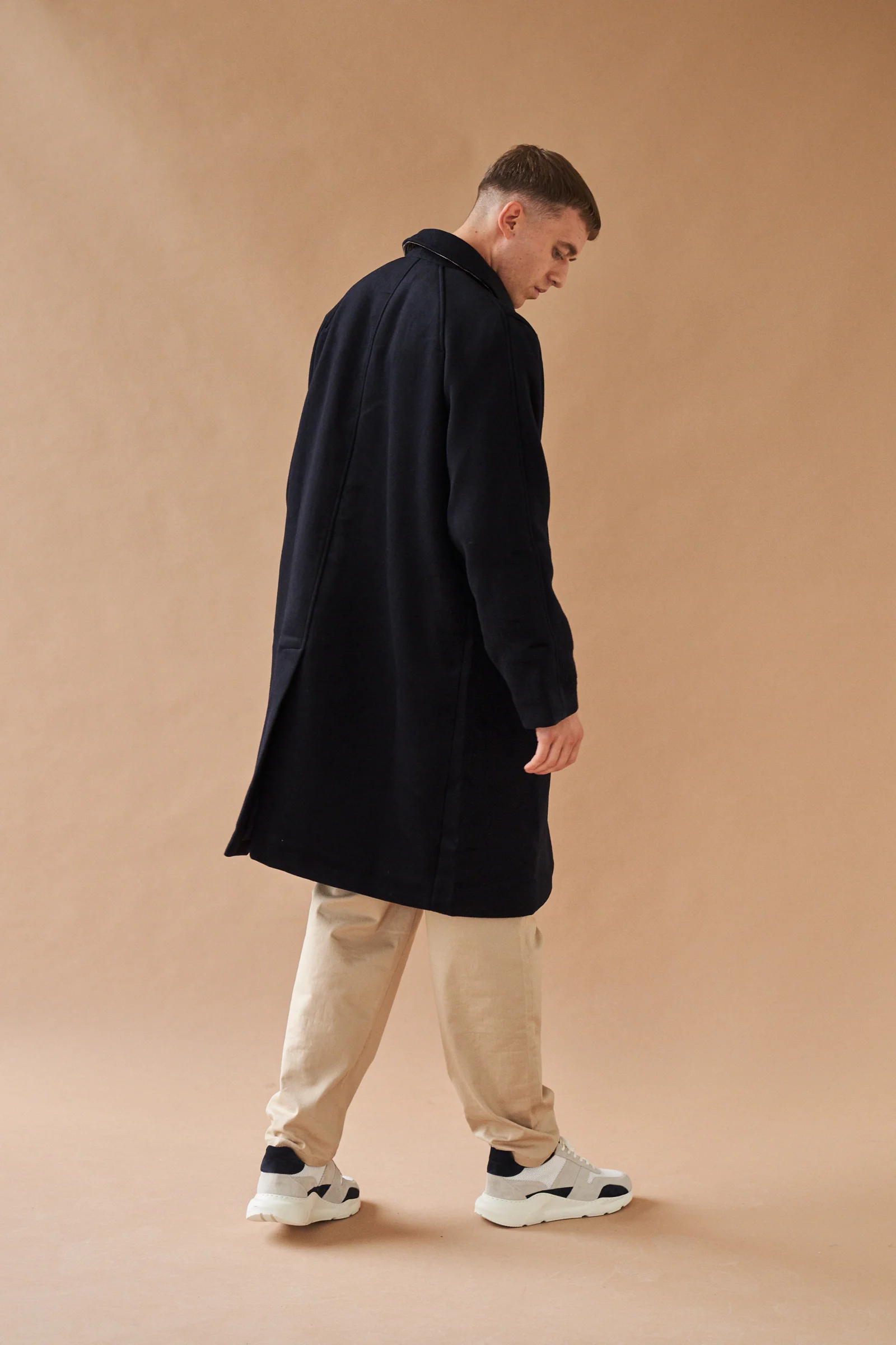 MAXWELL OVERSIZED WOOL TRENCH COAT - NAVY - Image 3