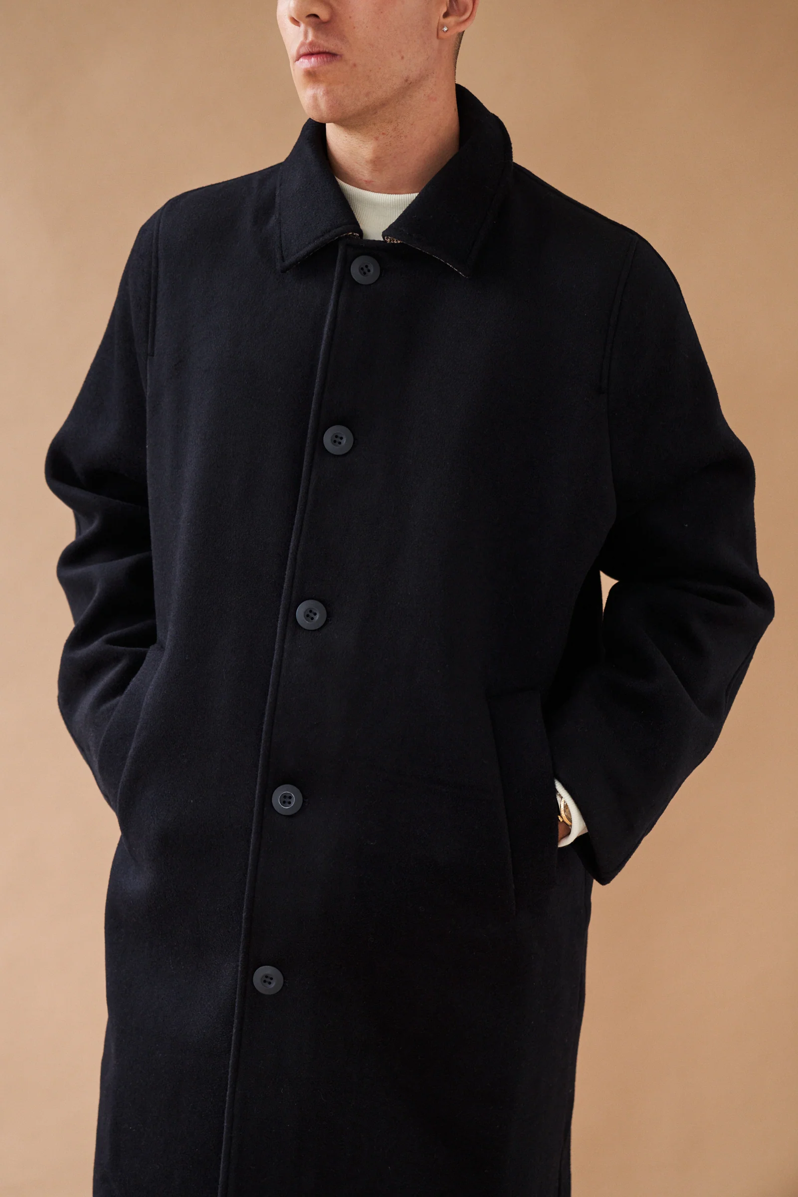 MAXWELL OVERSIZED WOOL TRENCH COAT - NAVY - Image 5
