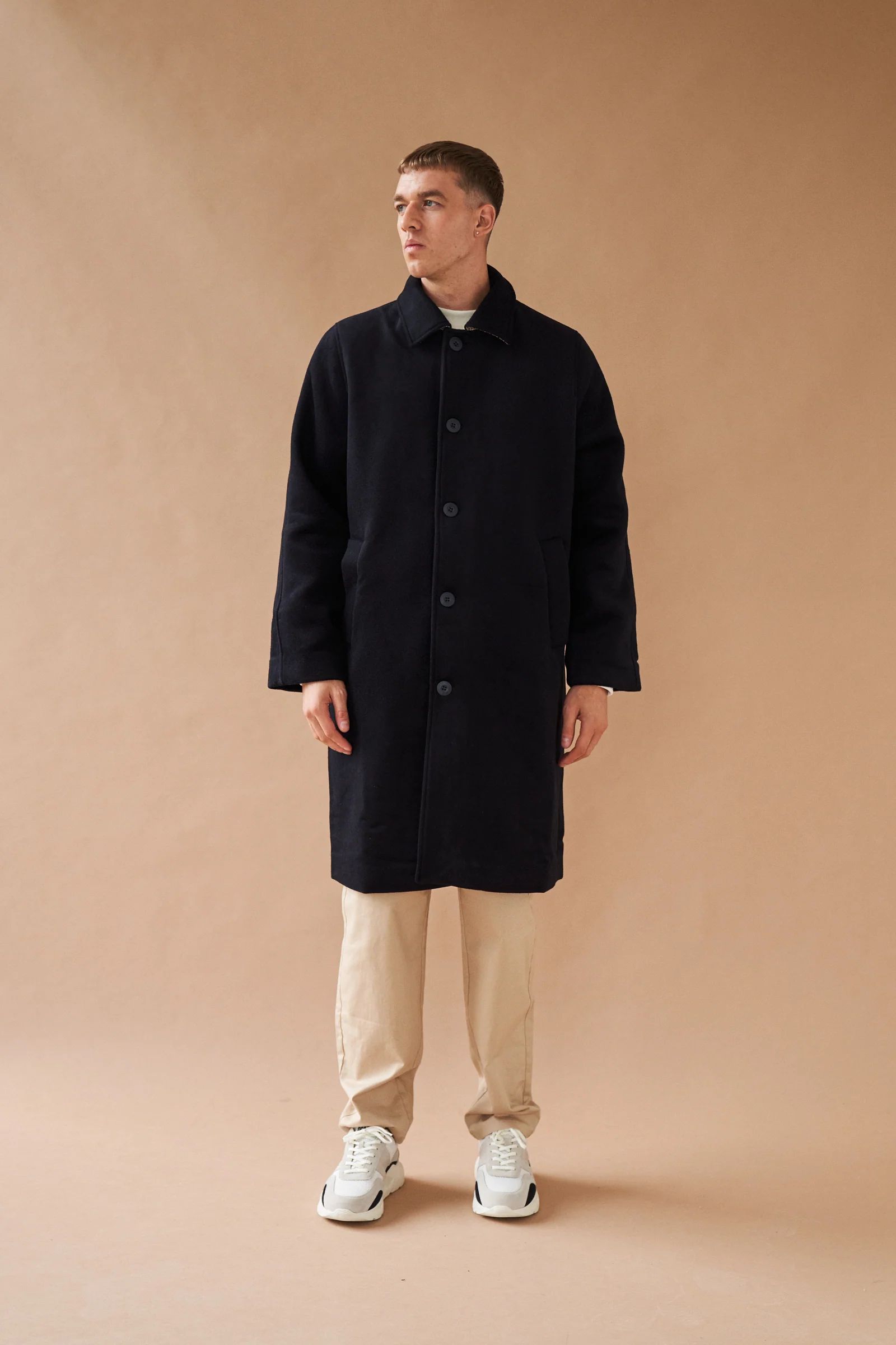MAXWELL OVERSIZED WOOL TRENCH COAT - NAVY - Image 7