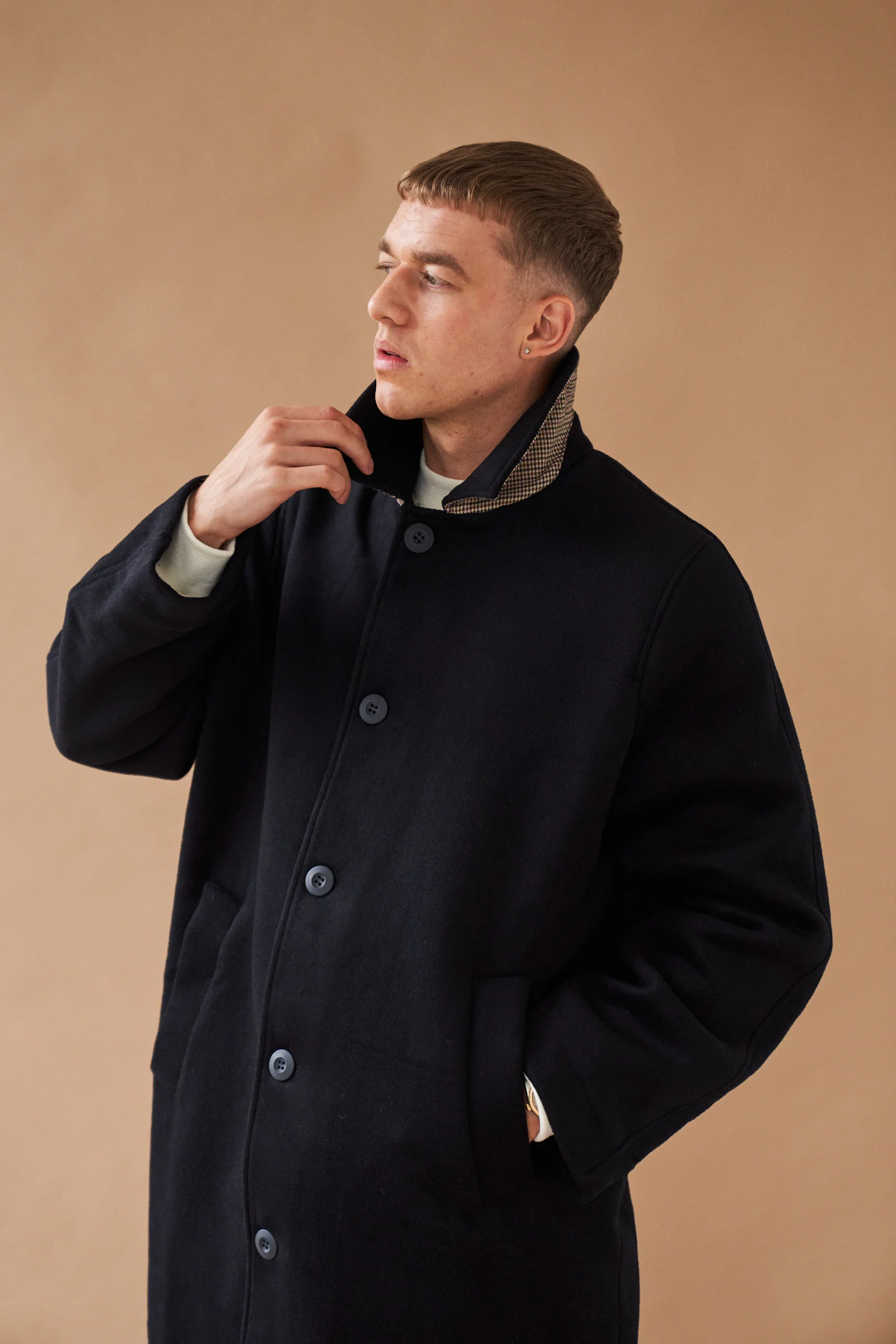 MAXWELL OVERSIZED WOOL TRENCH COAT - NAVY - Image 8
