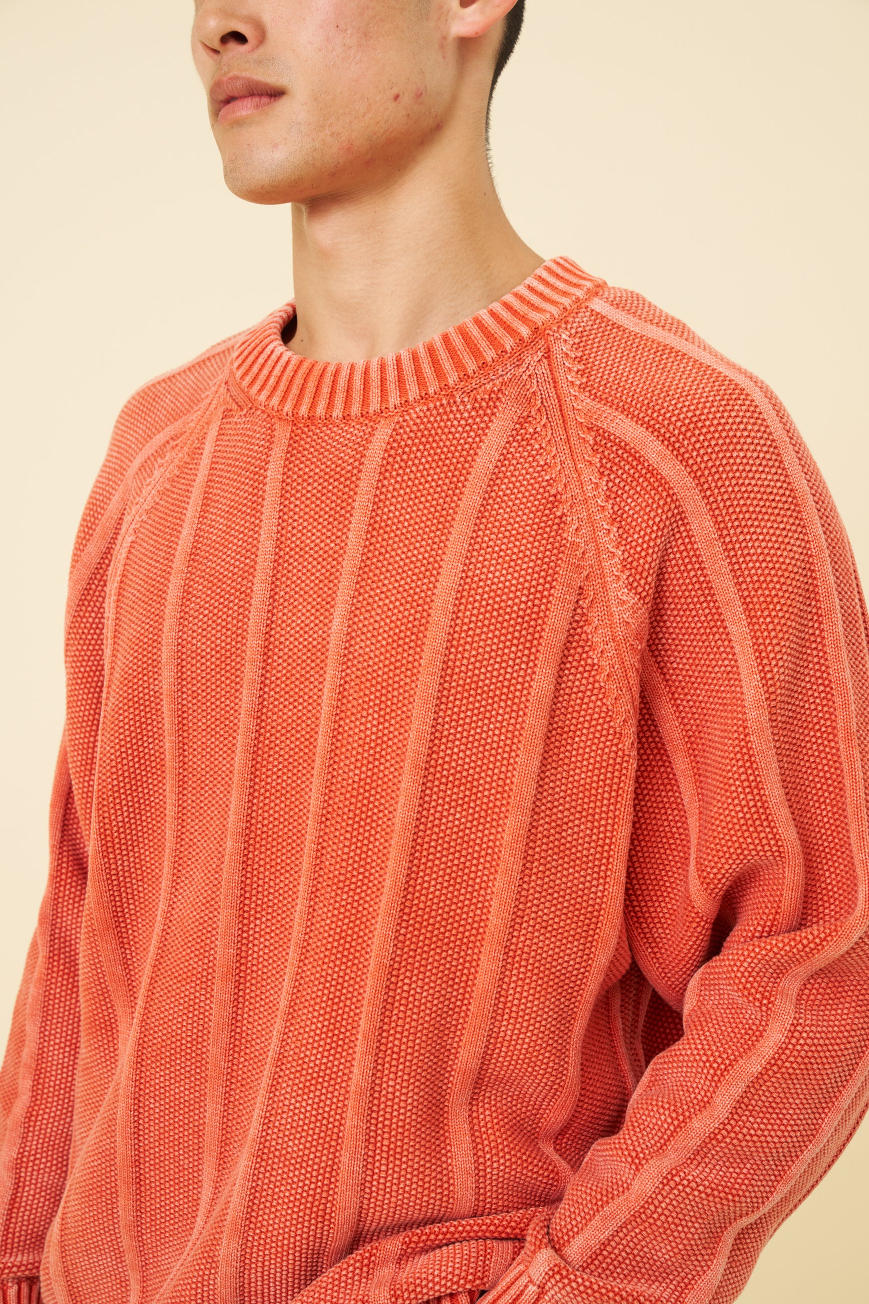 MELVIN WASHED SWEATER - BRIGHT ORANGE - Image 3