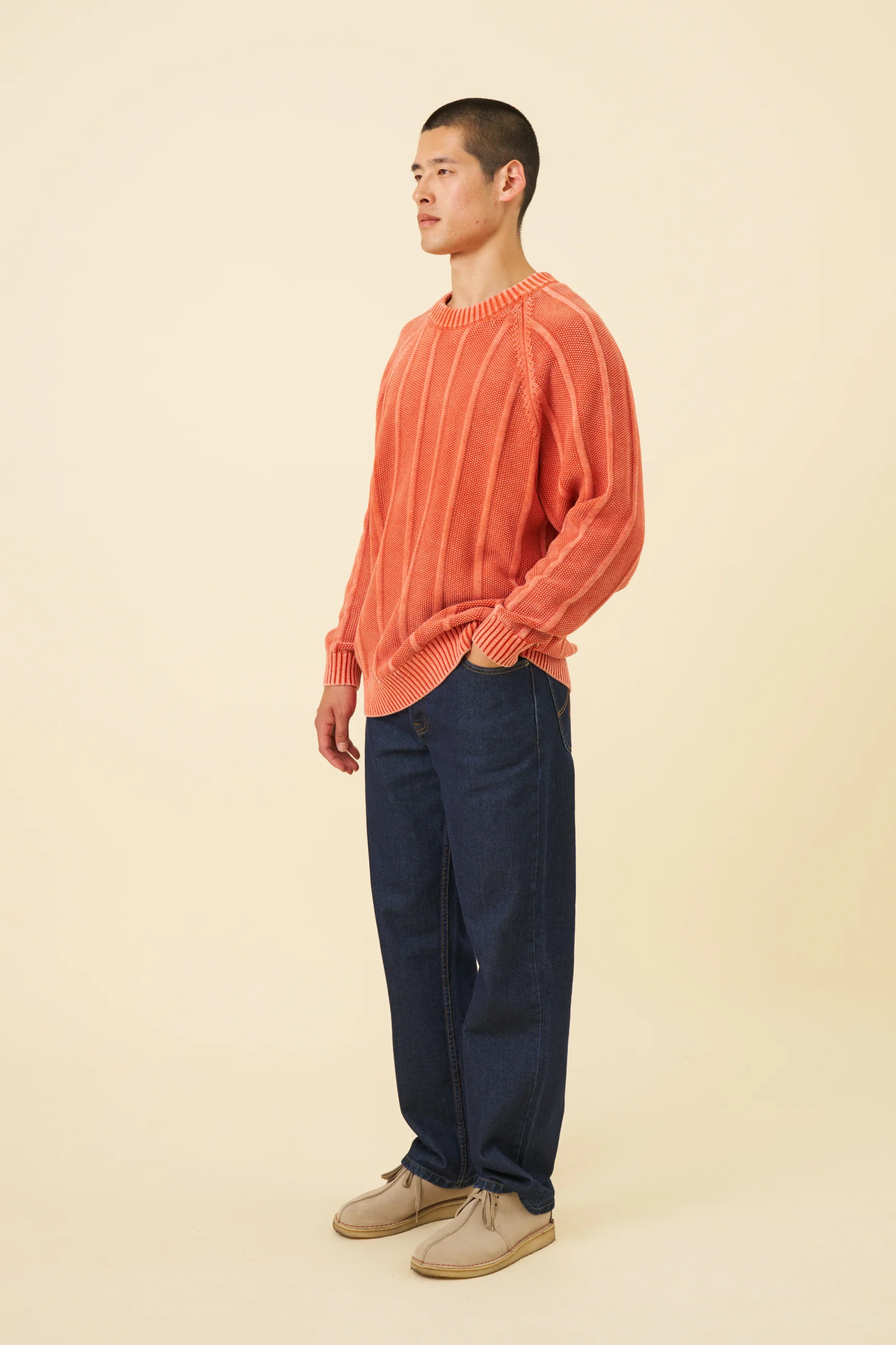 MELVIN WASHED SWEATER - BRIGHT ORANGE - Image 4