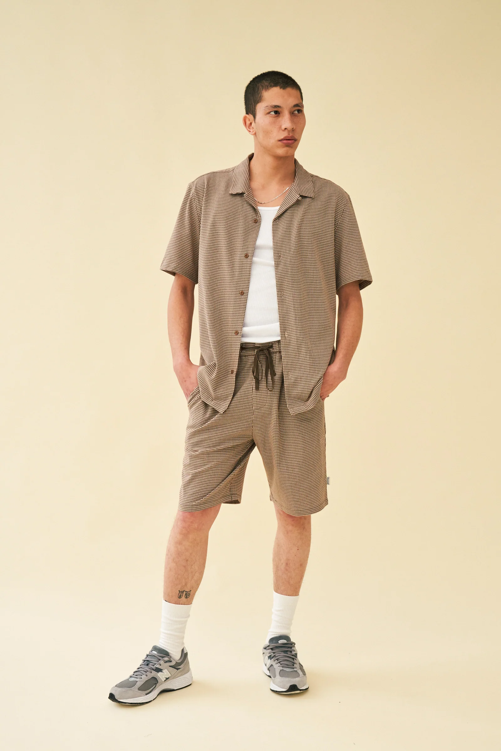 MOCHA DOGTOOTH SHORTS - Image 3
