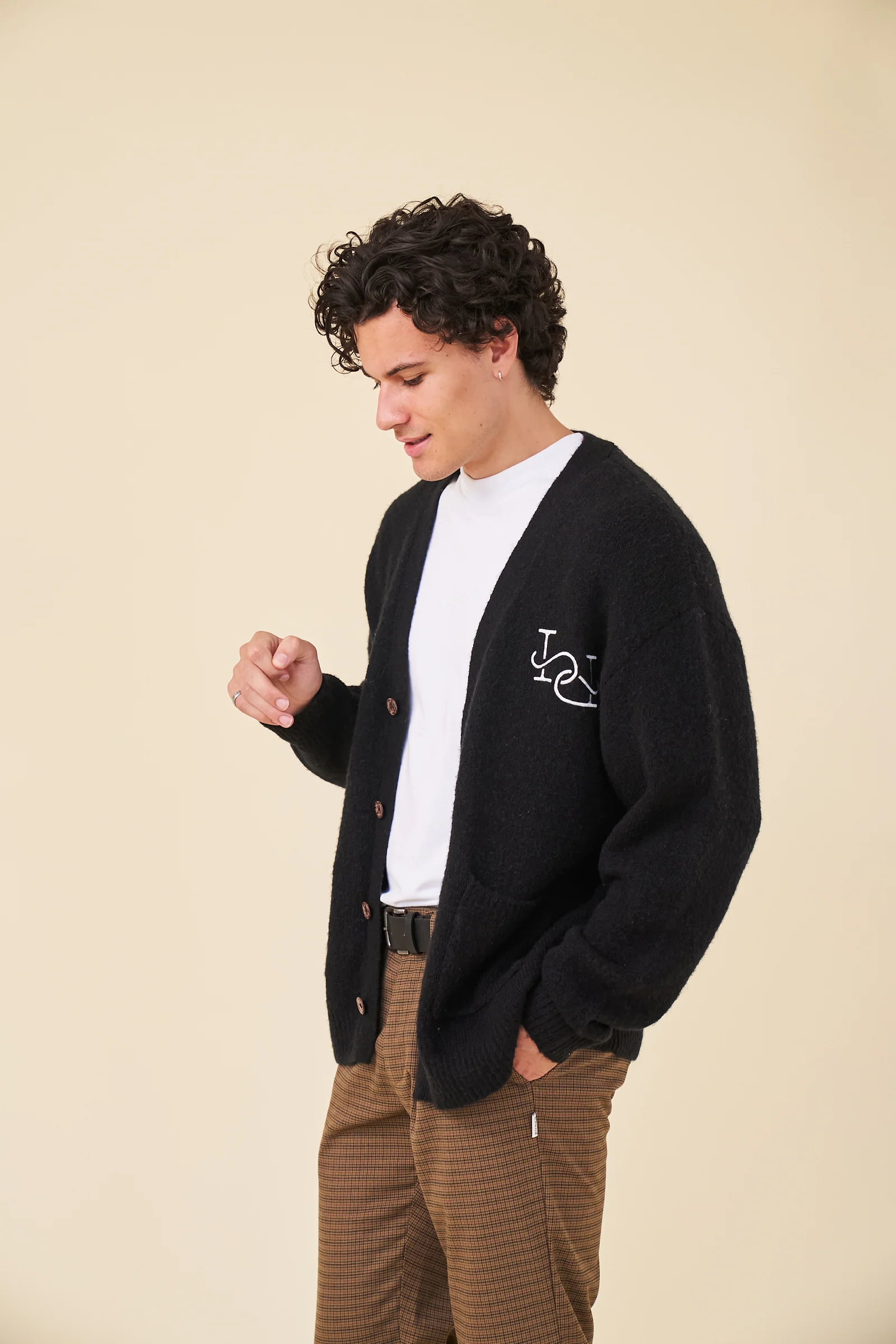 MOHAIR LINK CARDIGAN - BLACK - Image 6