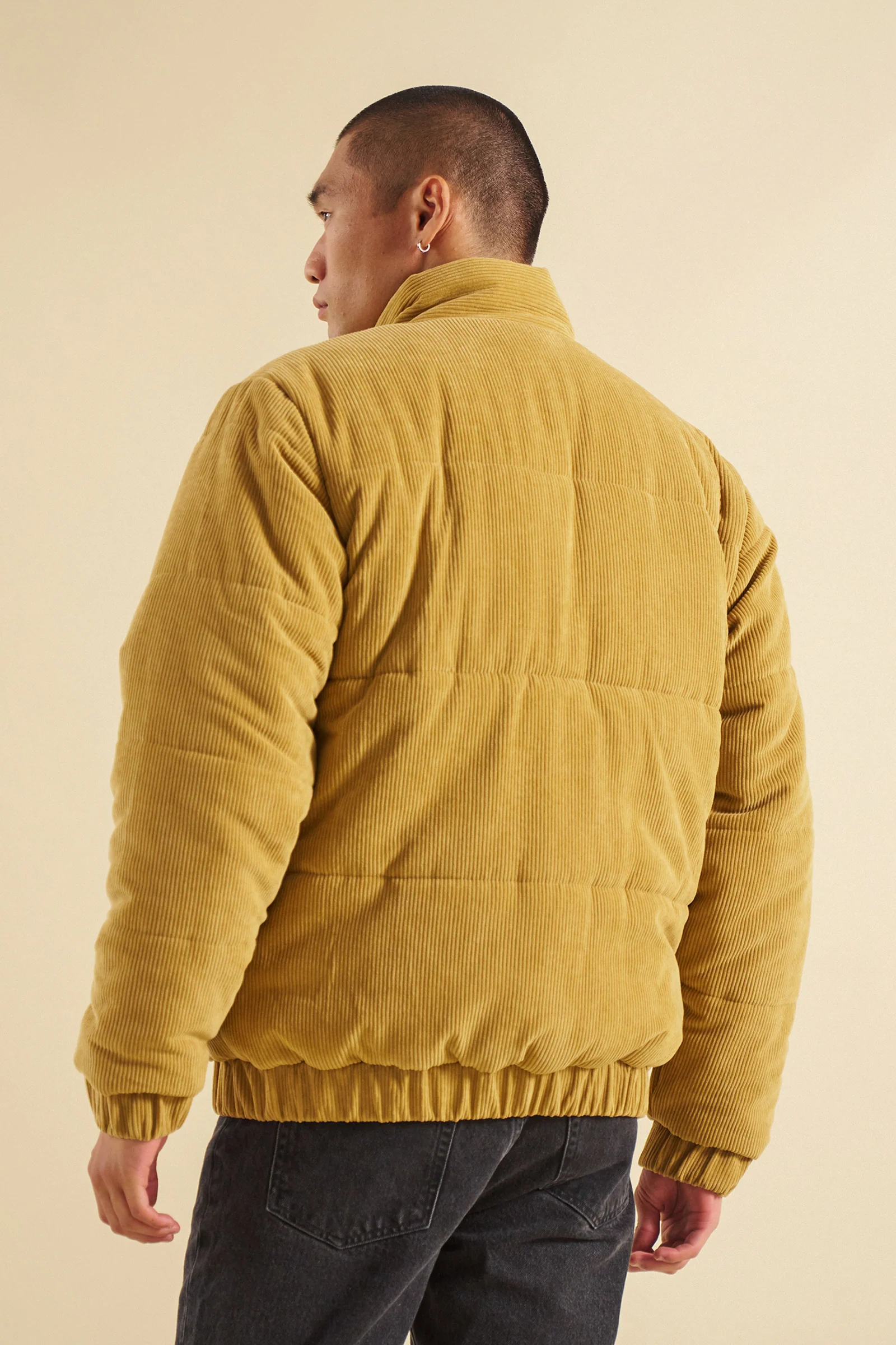 MUSTARD CORD PUFFER COAT - Image 3
