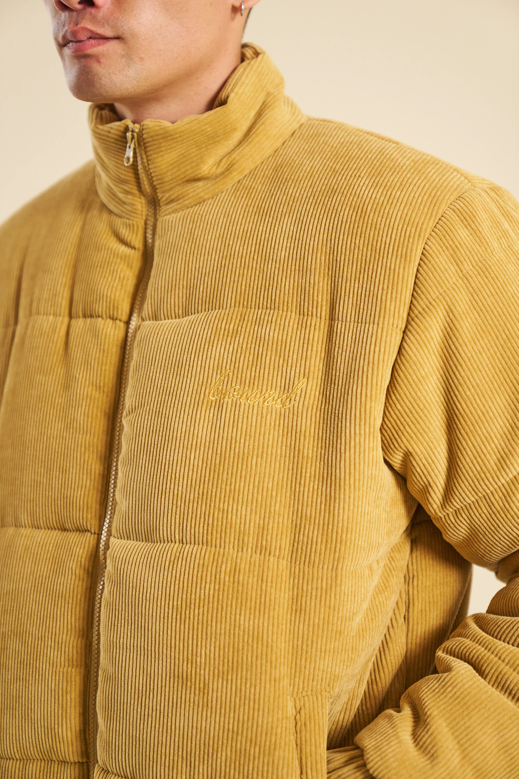 MUSTARD CORD PUFFER COAT - Image 4