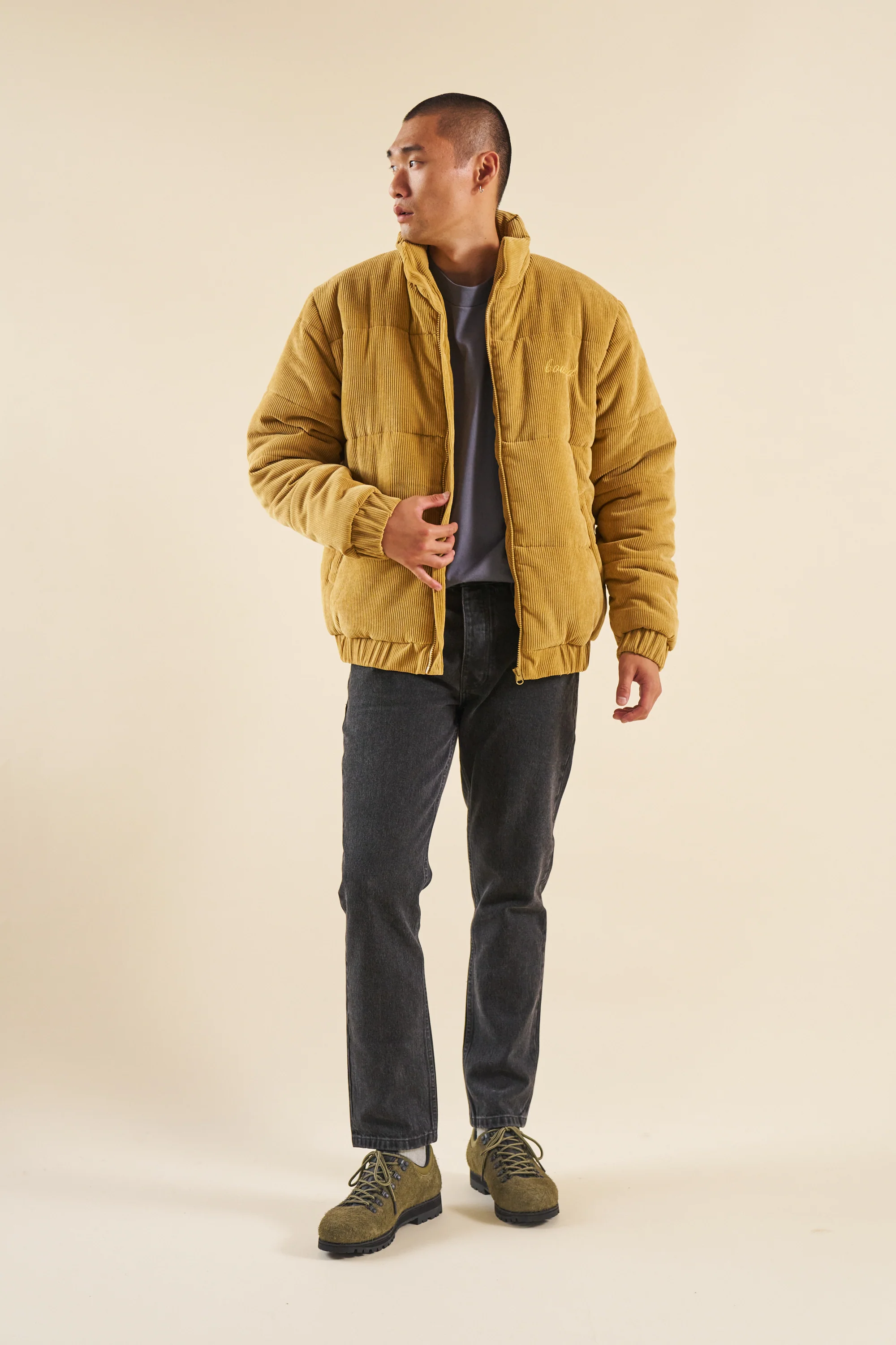 MUSTARD CORD PUFFER COAT - Image 7