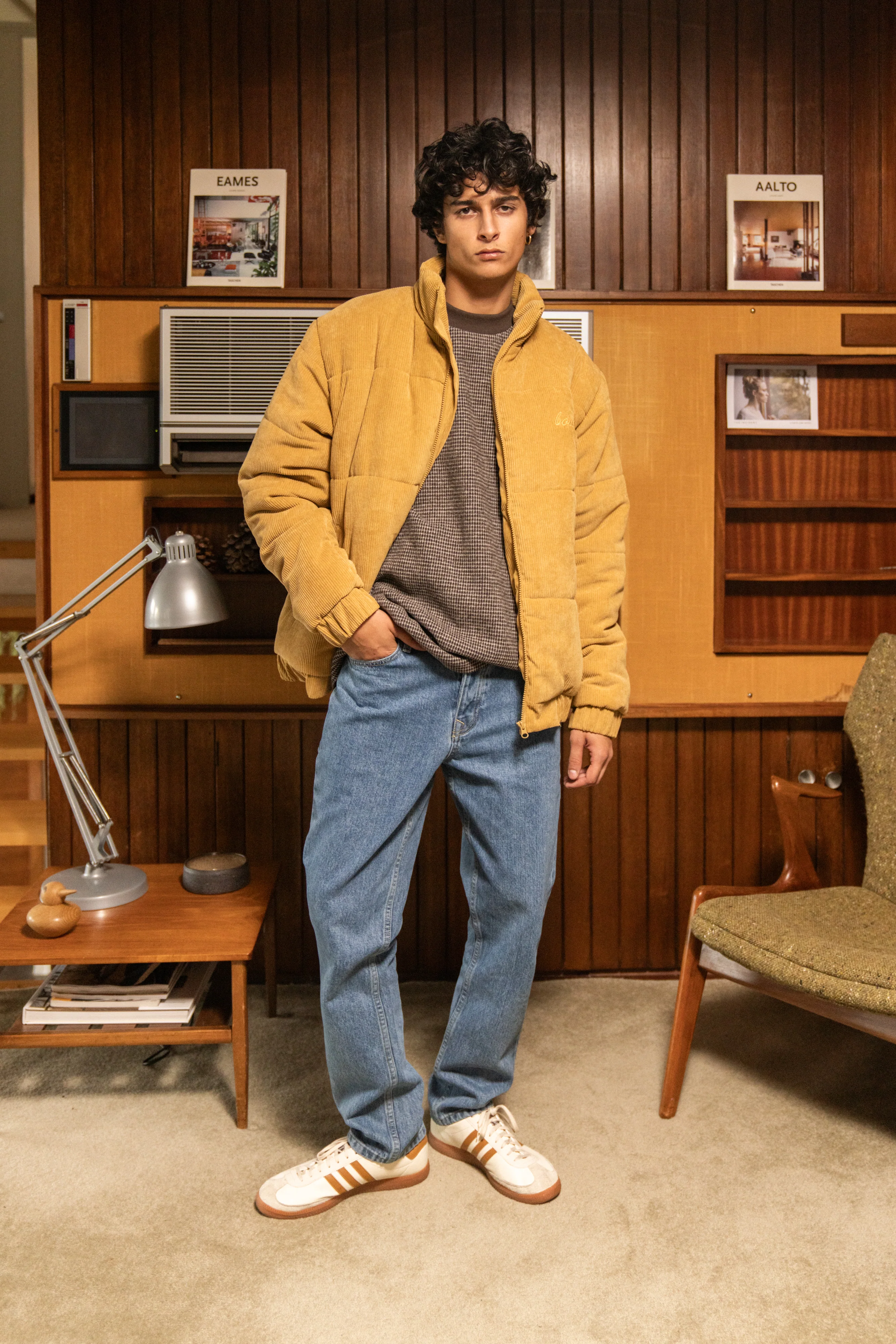 MUSTARD CORD PUFFER COAT - Image 9