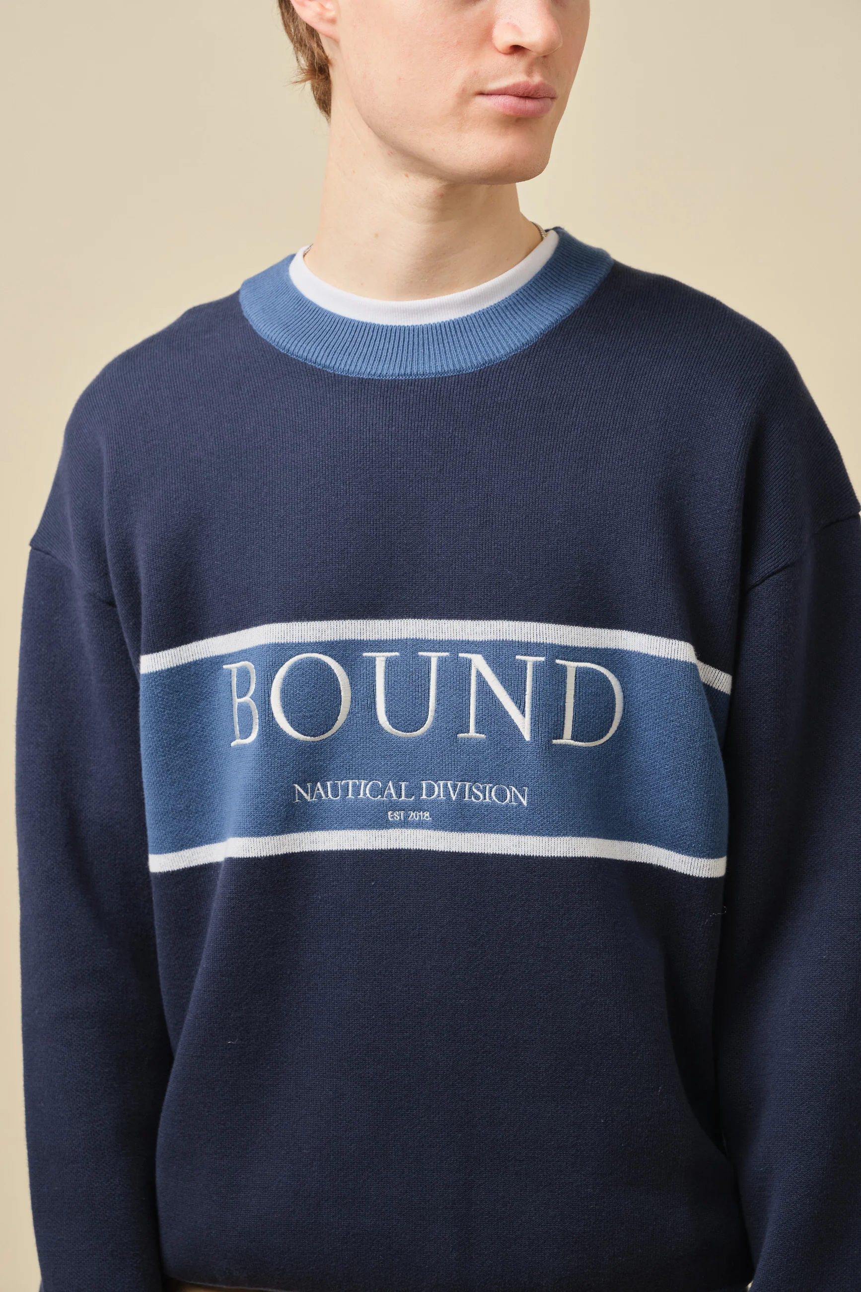 NAUTICAL STRIPE KNIT SWEATER - NAVY - Image 3