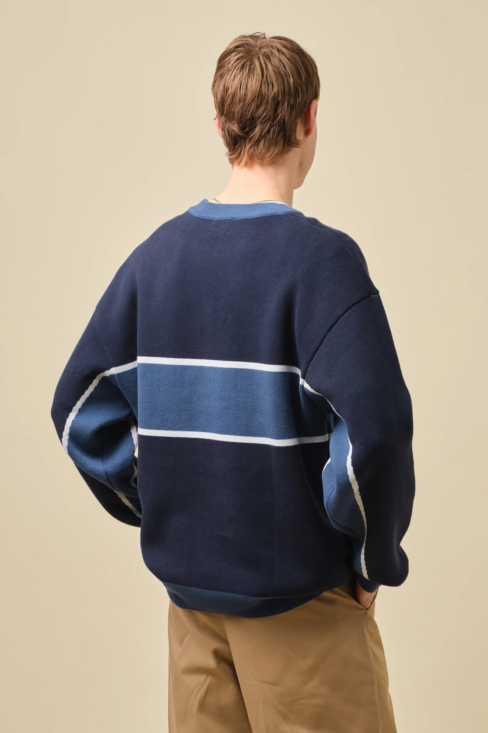 NAUTICAL STRIPE KNIT SWEATER - NAVY - Image 5