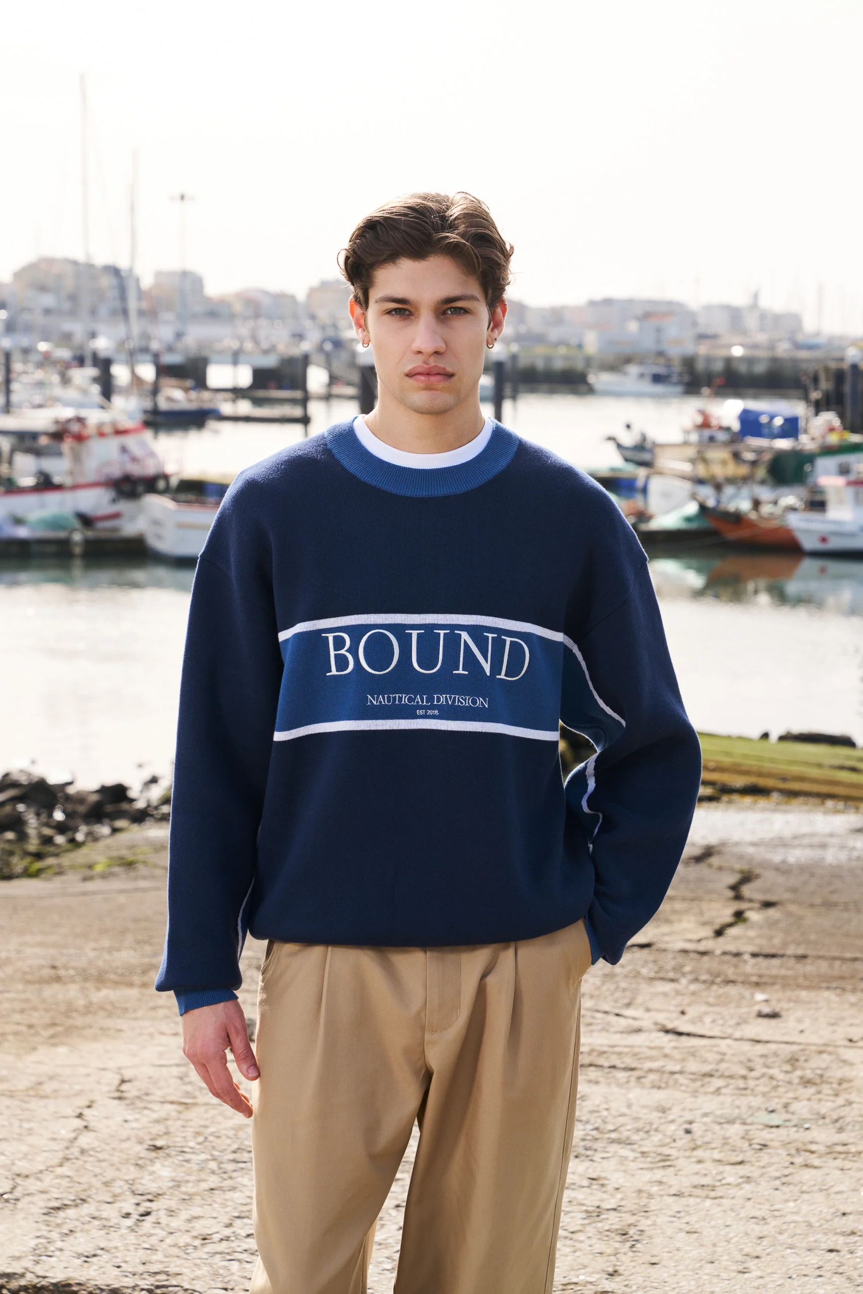 NAUTICAL STRIPE KNIT SWEATER - NAVY - Image 7