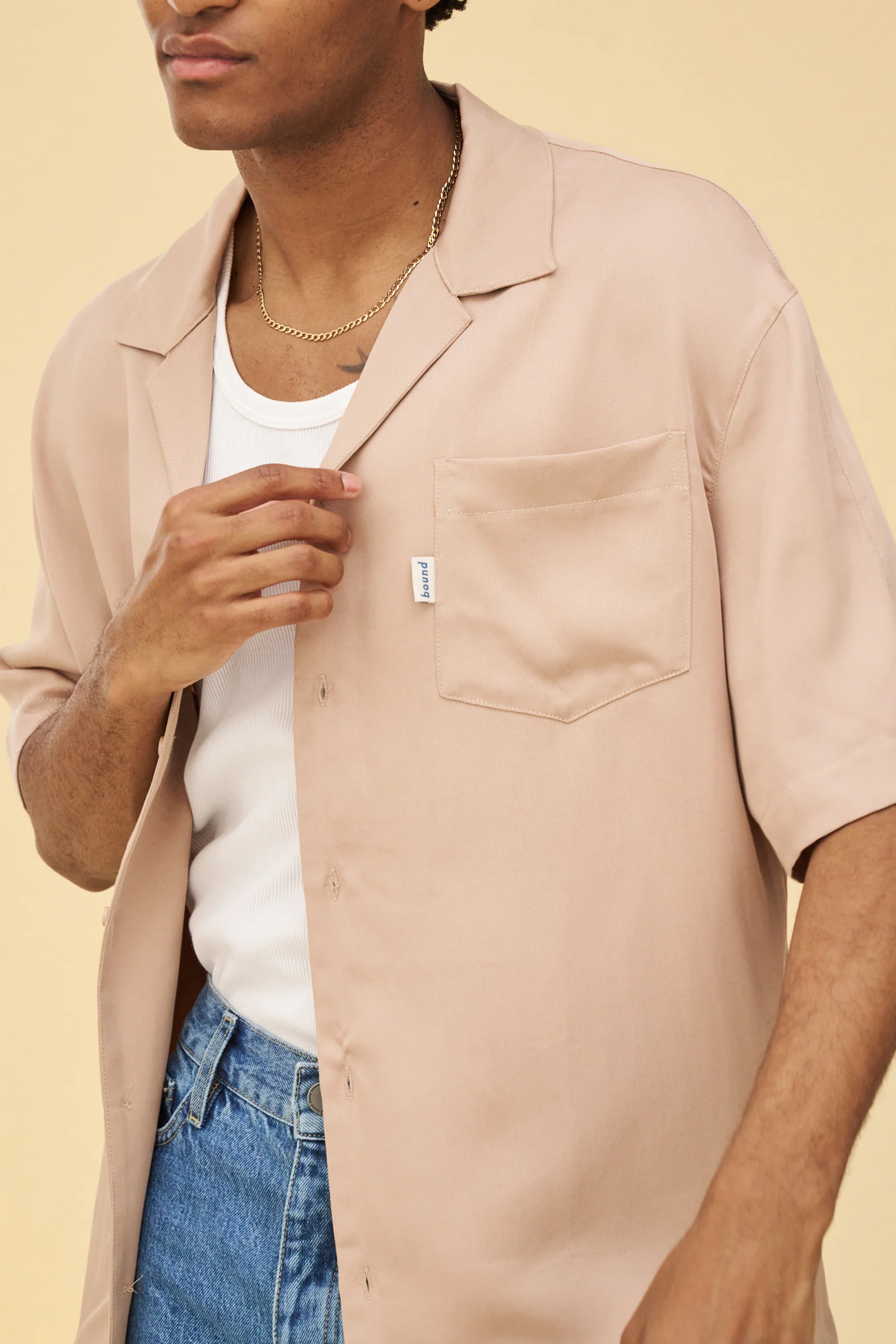NUDE TENCEL CUBAN SS SHIRT - Image 3