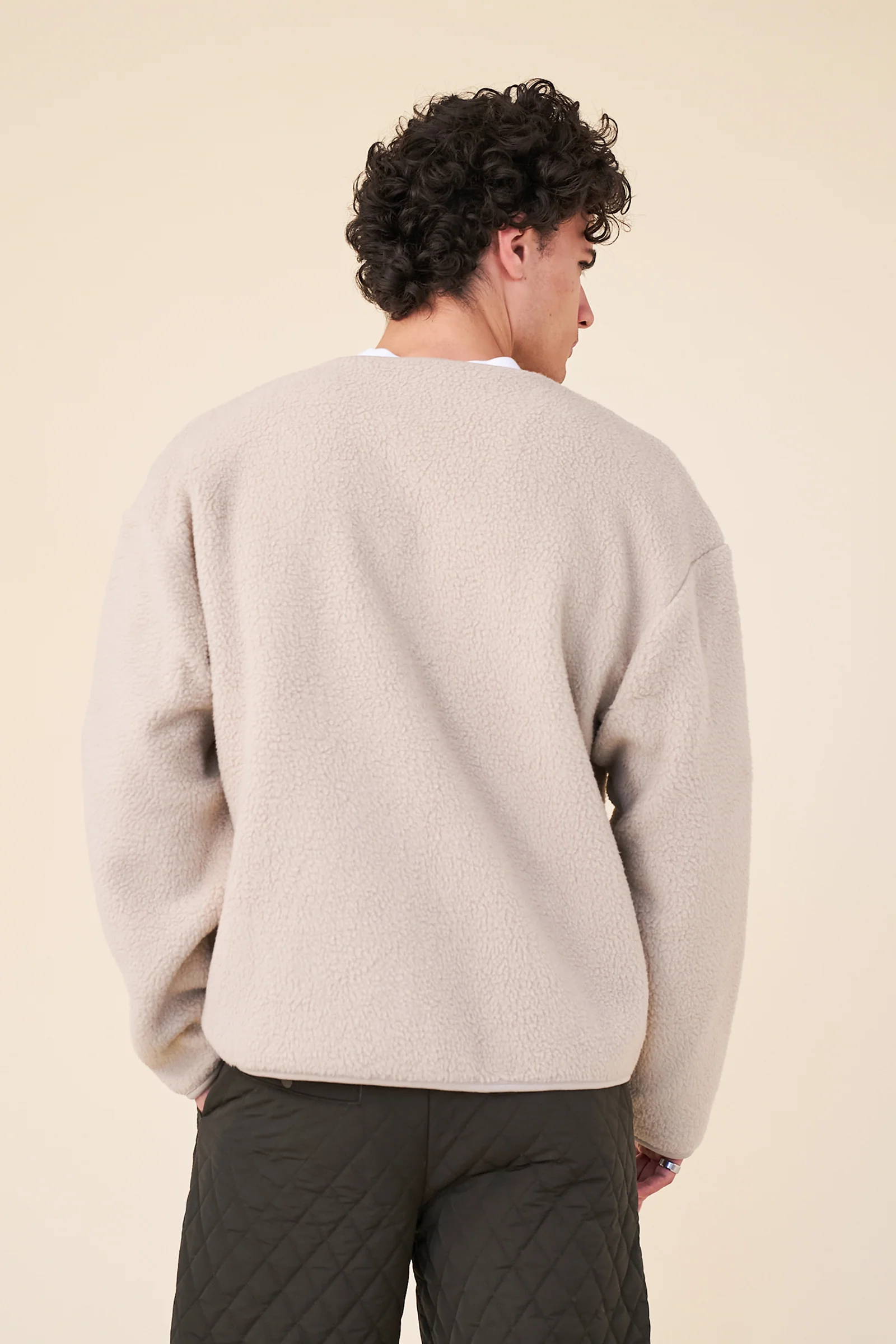 POCKET FLEECE CARDIGAN - SAND - Image 5