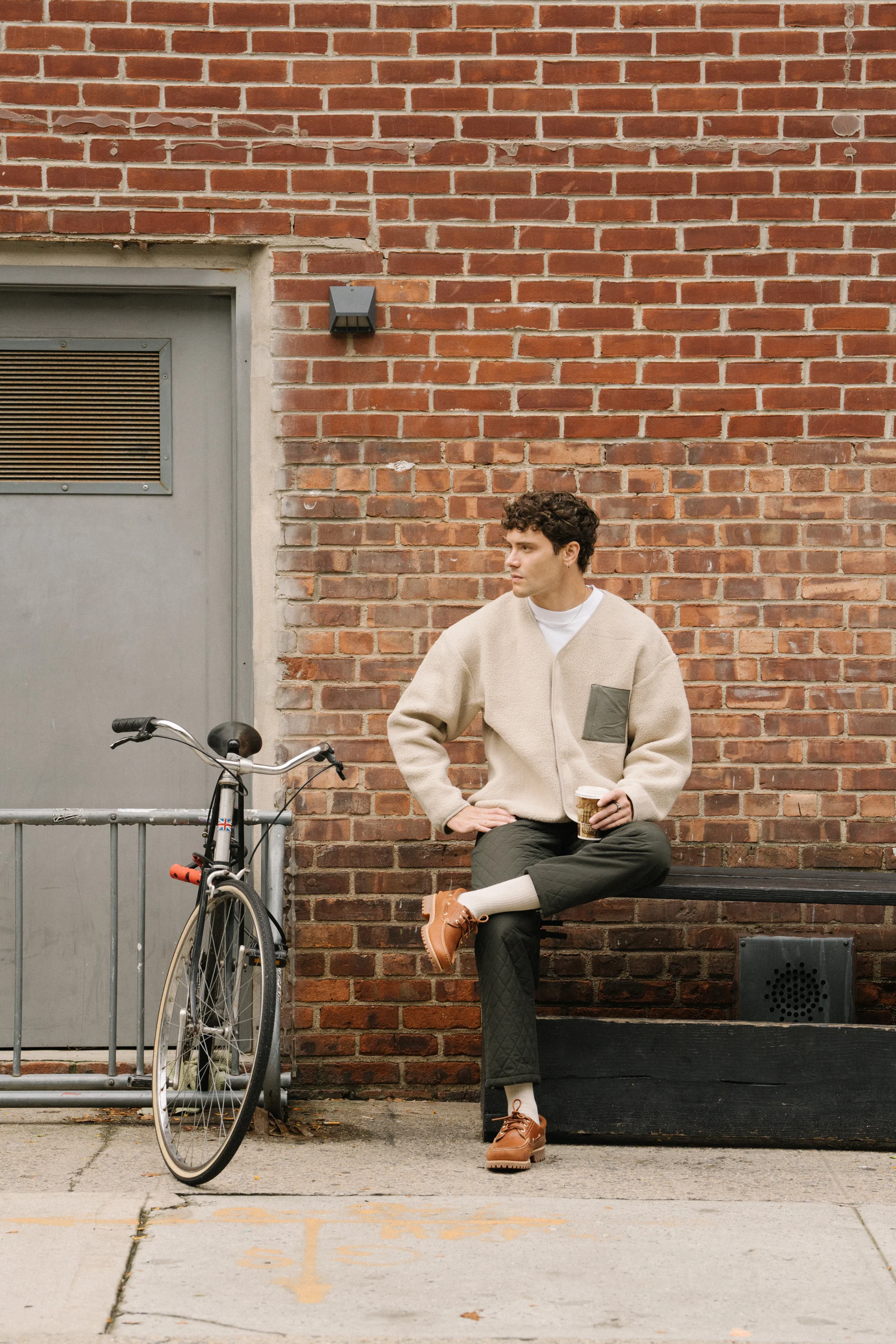 POCKET FLEECE CARDIGAN - SAND - Image 9