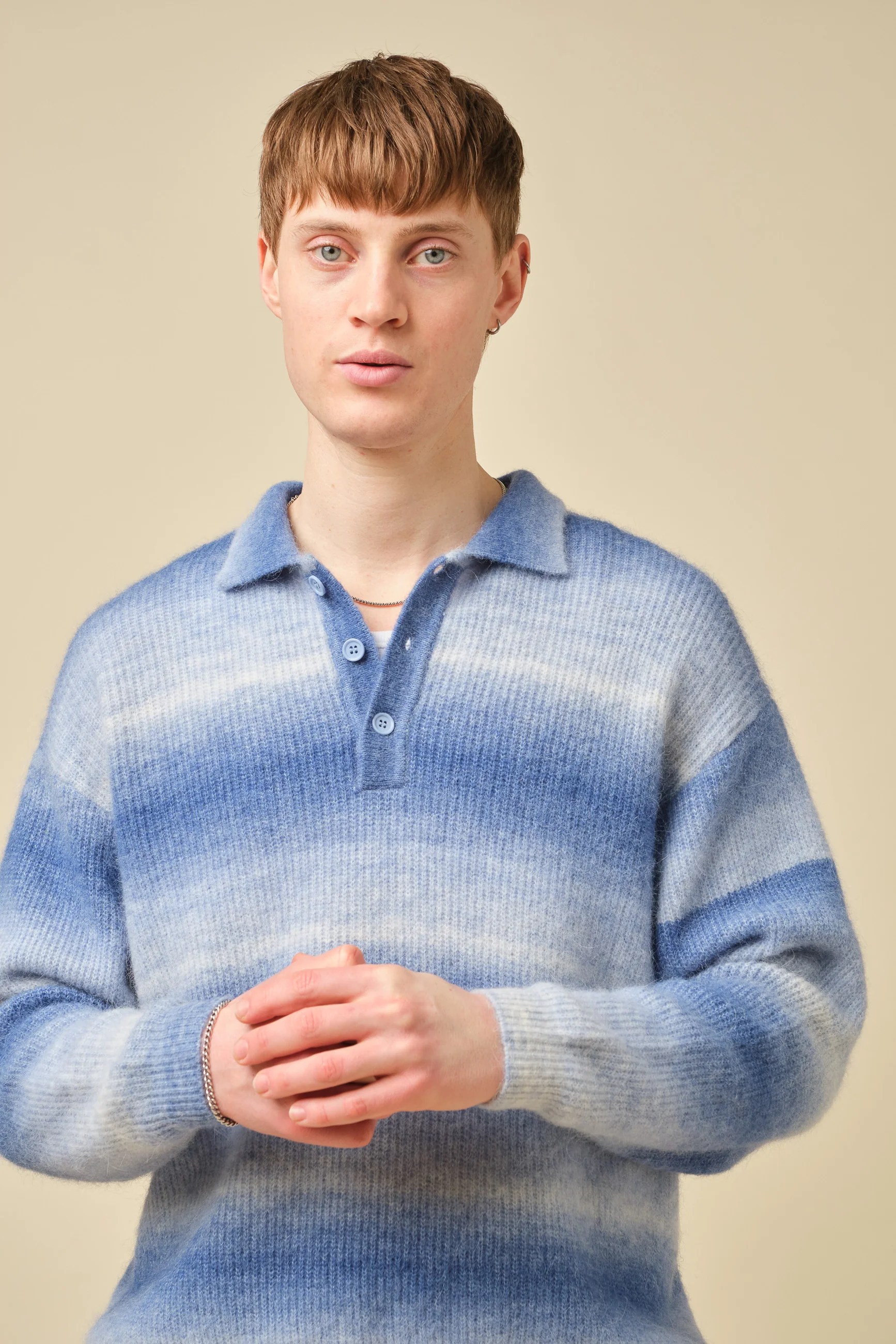 OCEAN GRADIENT ALPACA KNIT LONGSLEEVE POLO - Image 3