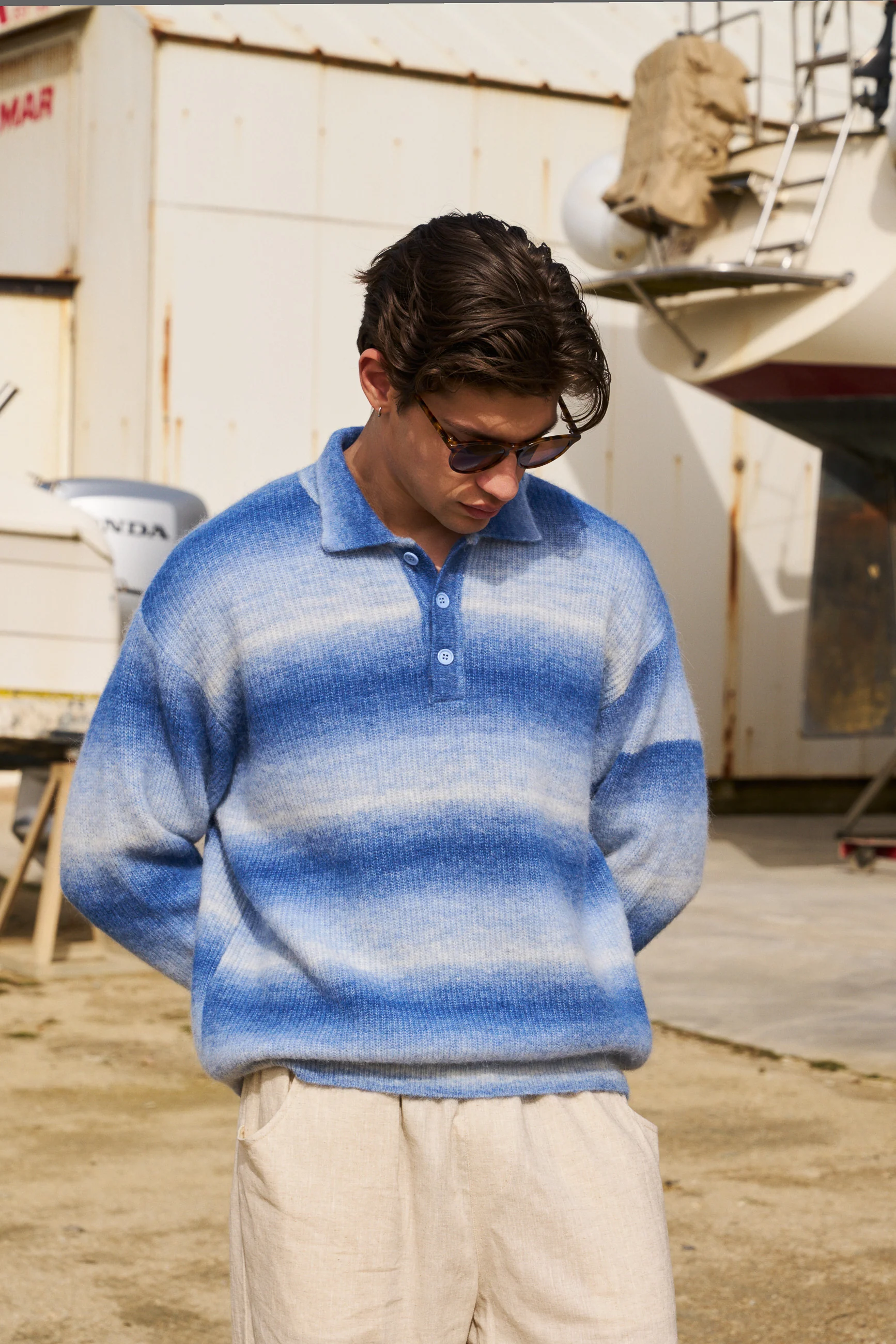 OCEAN GRADIENT ALPACA KNIT LONGSLEEVE POLO - Image 5