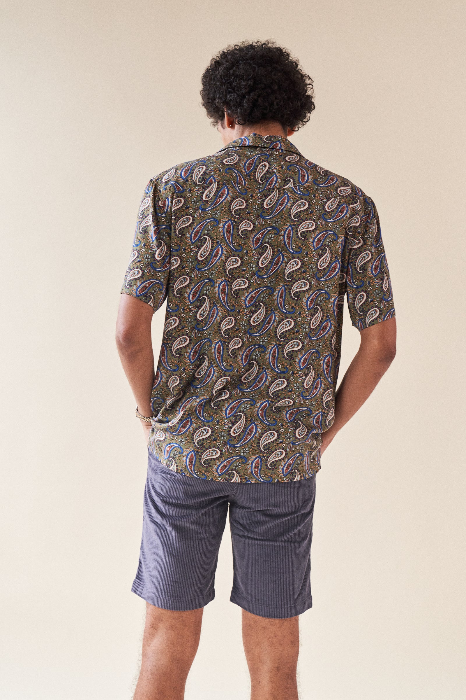 OLIVE PAISLEY RAYON SS SHIRT - Image 3