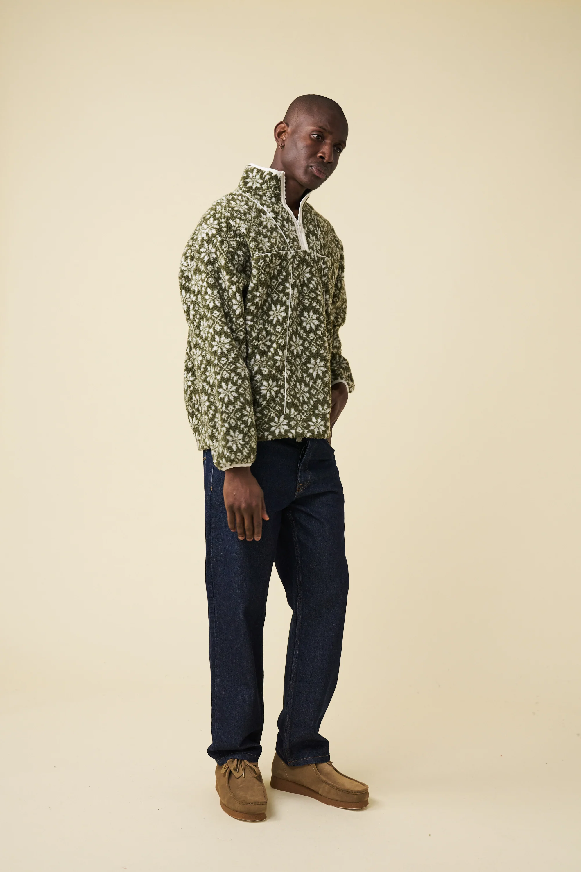 OLIVE PATTERNED FLEECE - Image 3