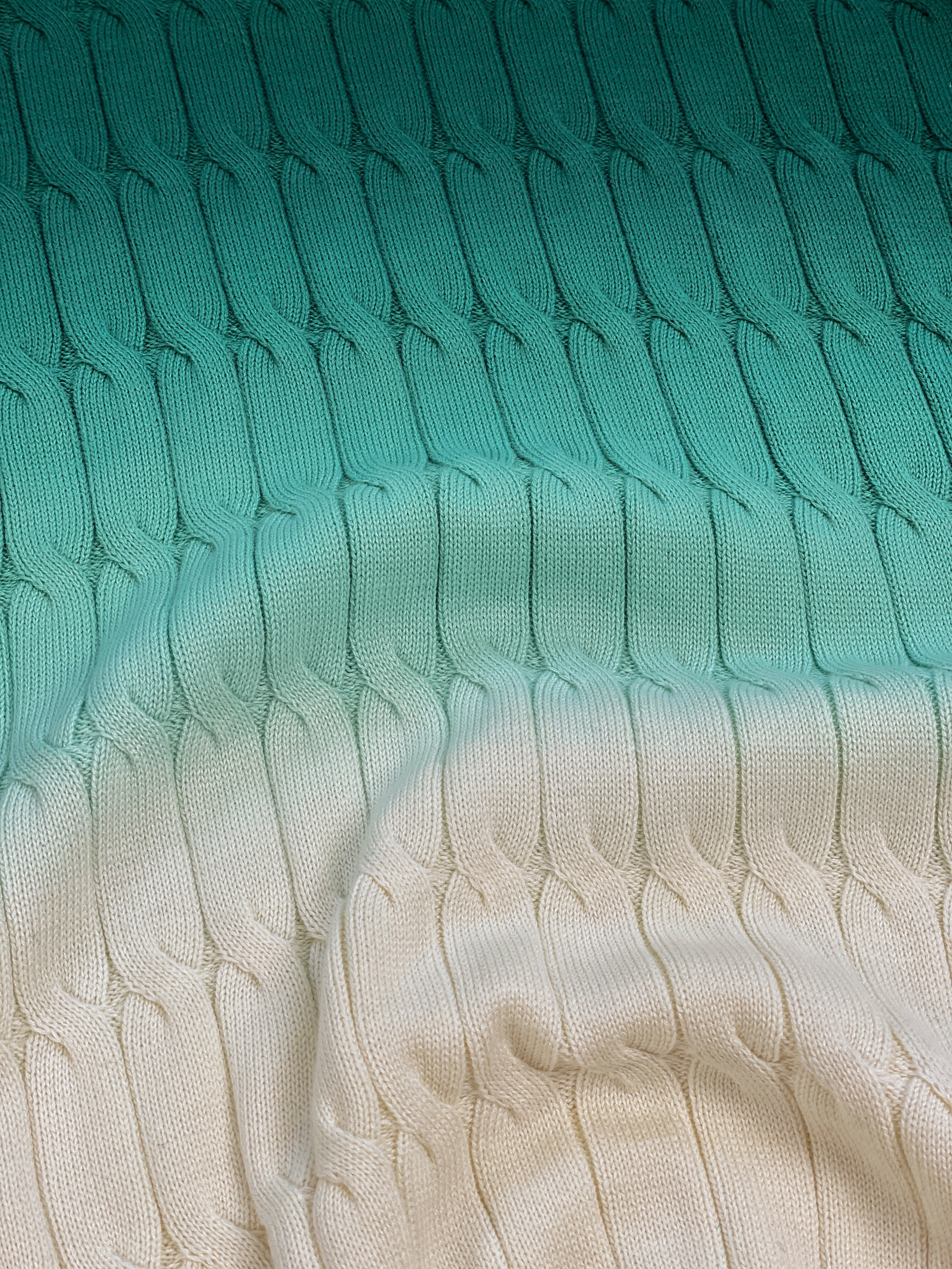 OMBRE CABLE KNIT POLO - FOREST / CREAM - Image 8
