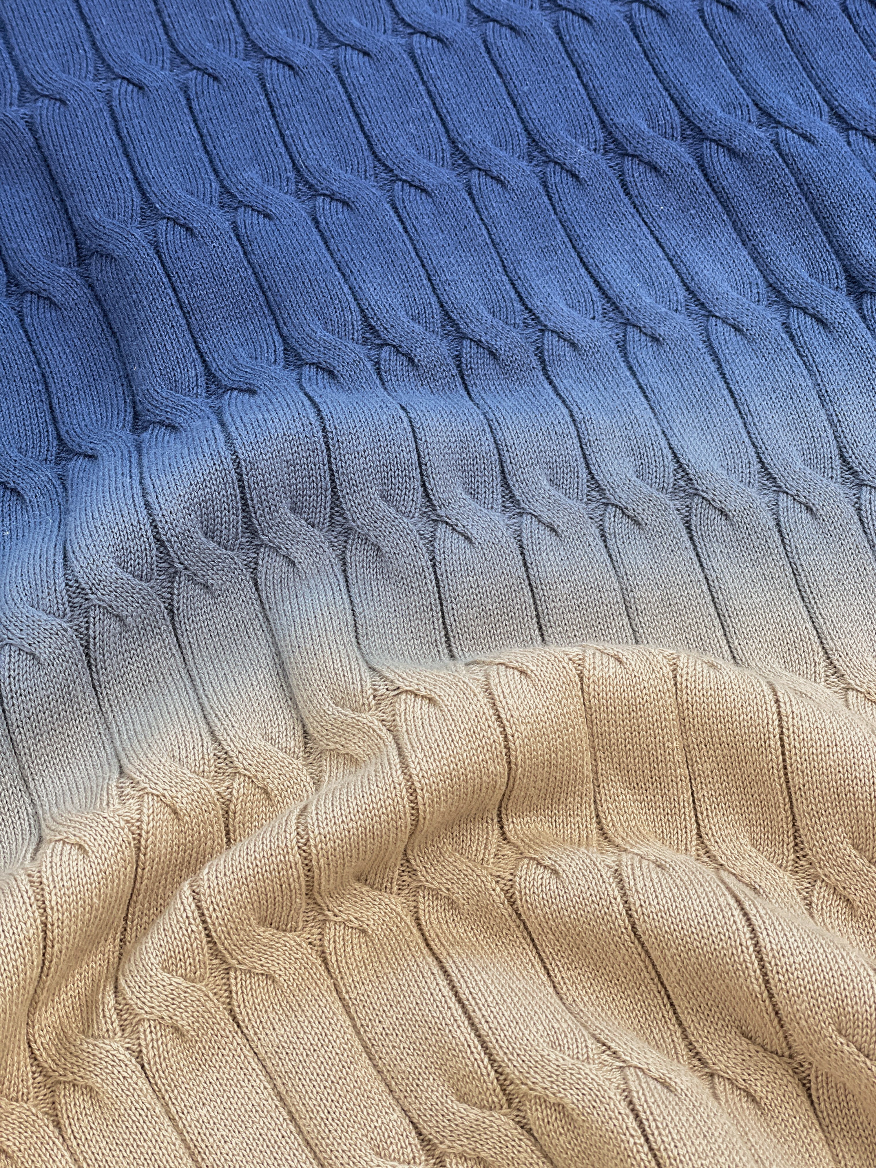 OMBRE CABLE KNIT POLO - NAVY / TAN - Image 8