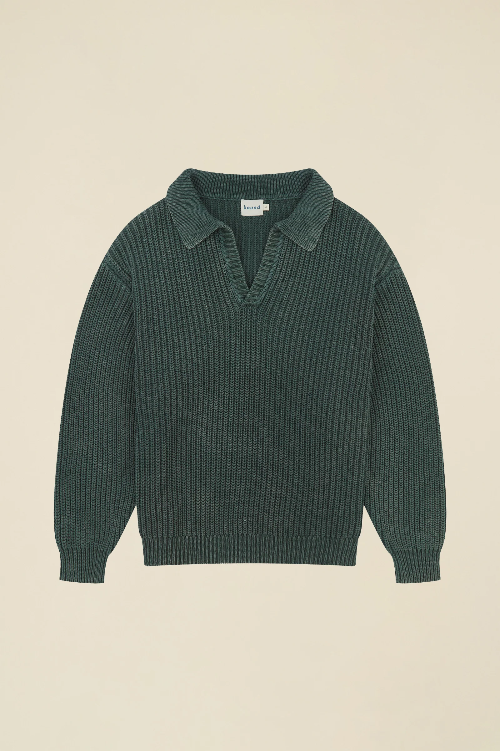 OPEN COLLAR ACID WASH KNIT - GREEN - Image 8